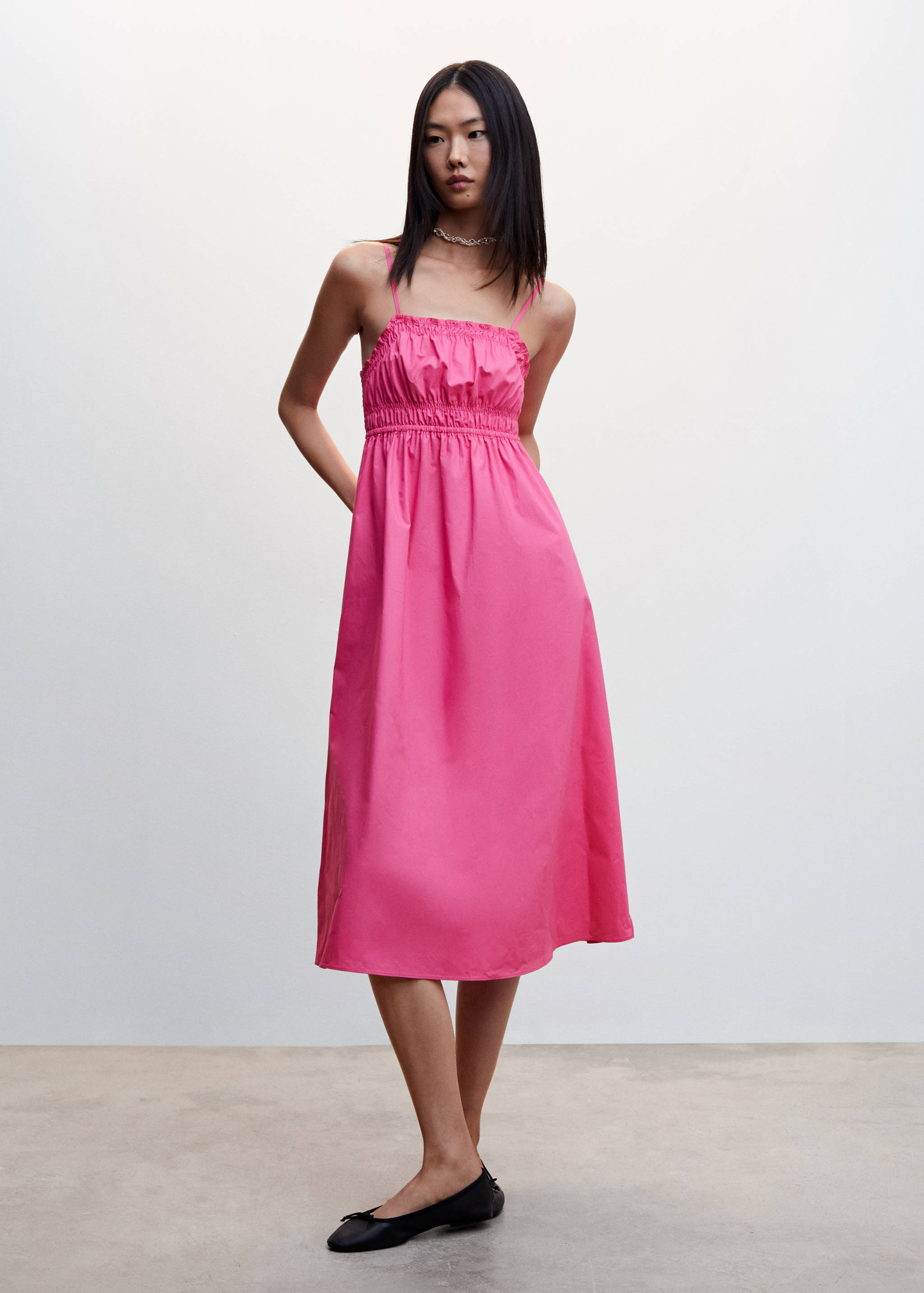 100% cotton midi dress - General plane