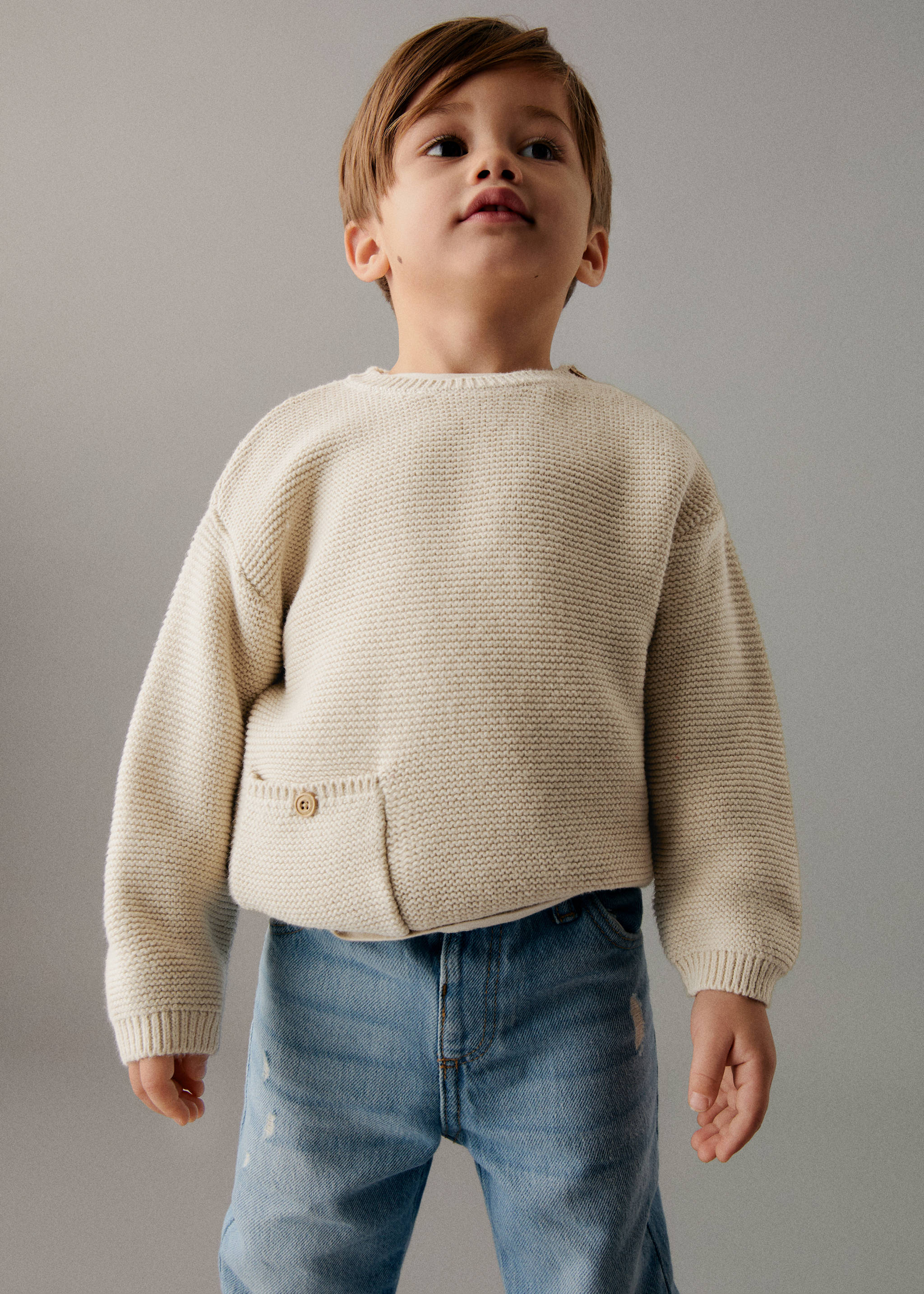 Knit cotton sweater - Medium plane