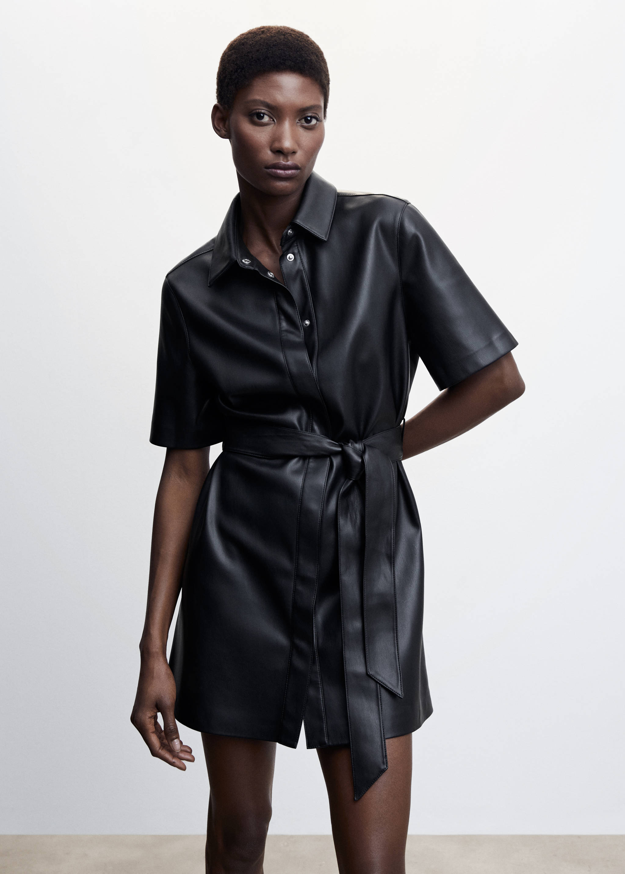 Leather-effect shirt dress - Medium plane