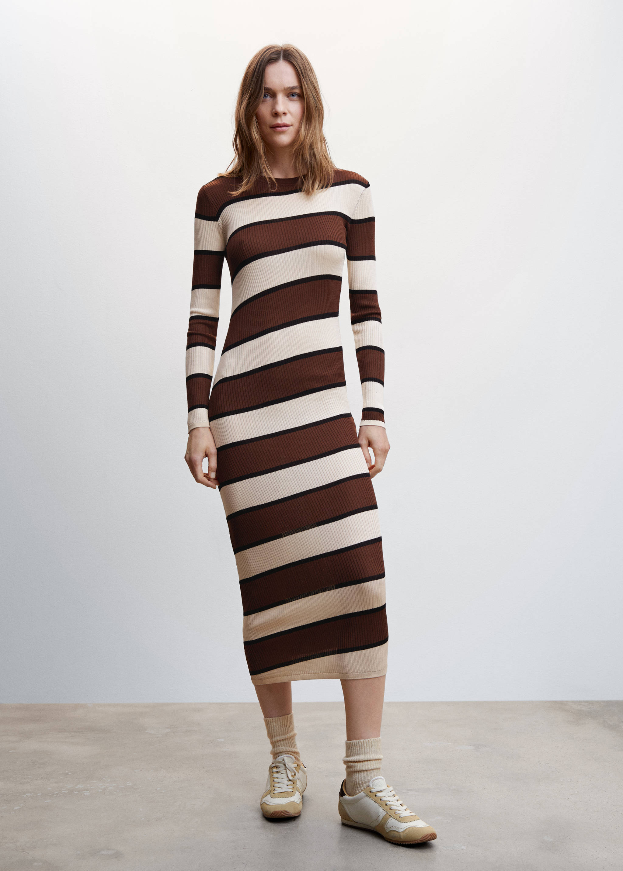 Striped ribbed knit dress - General plane