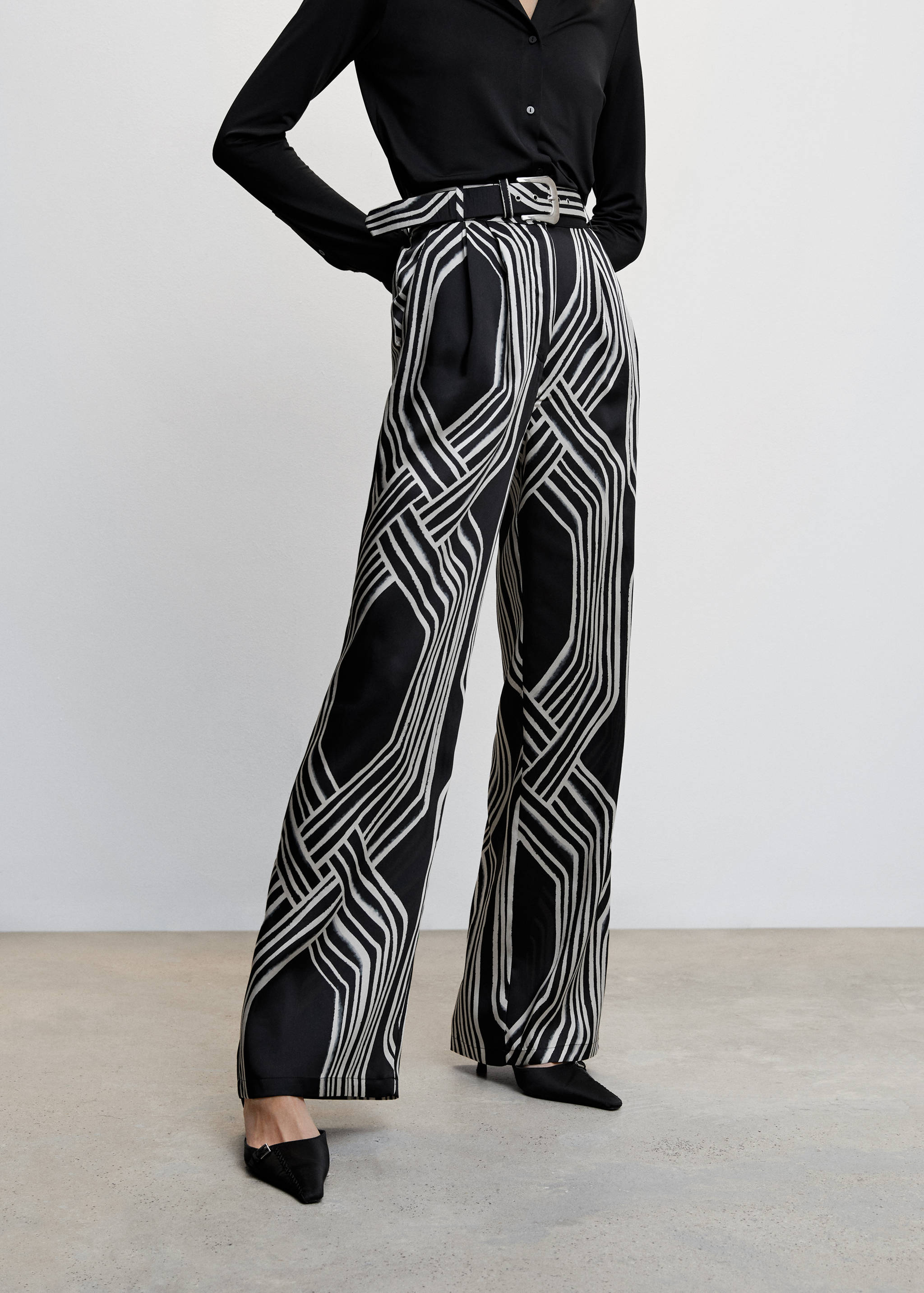 印花阔腿裤 - null