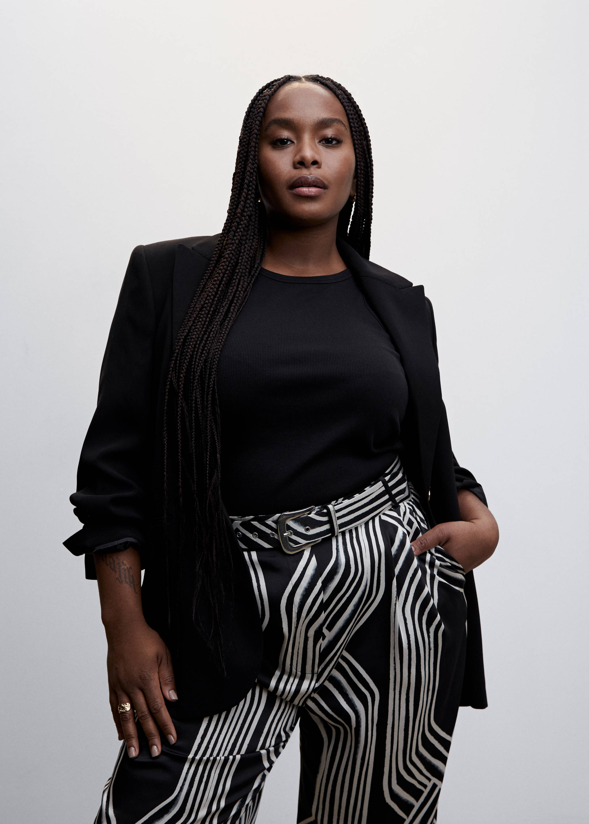 印花阔腿裤 - null