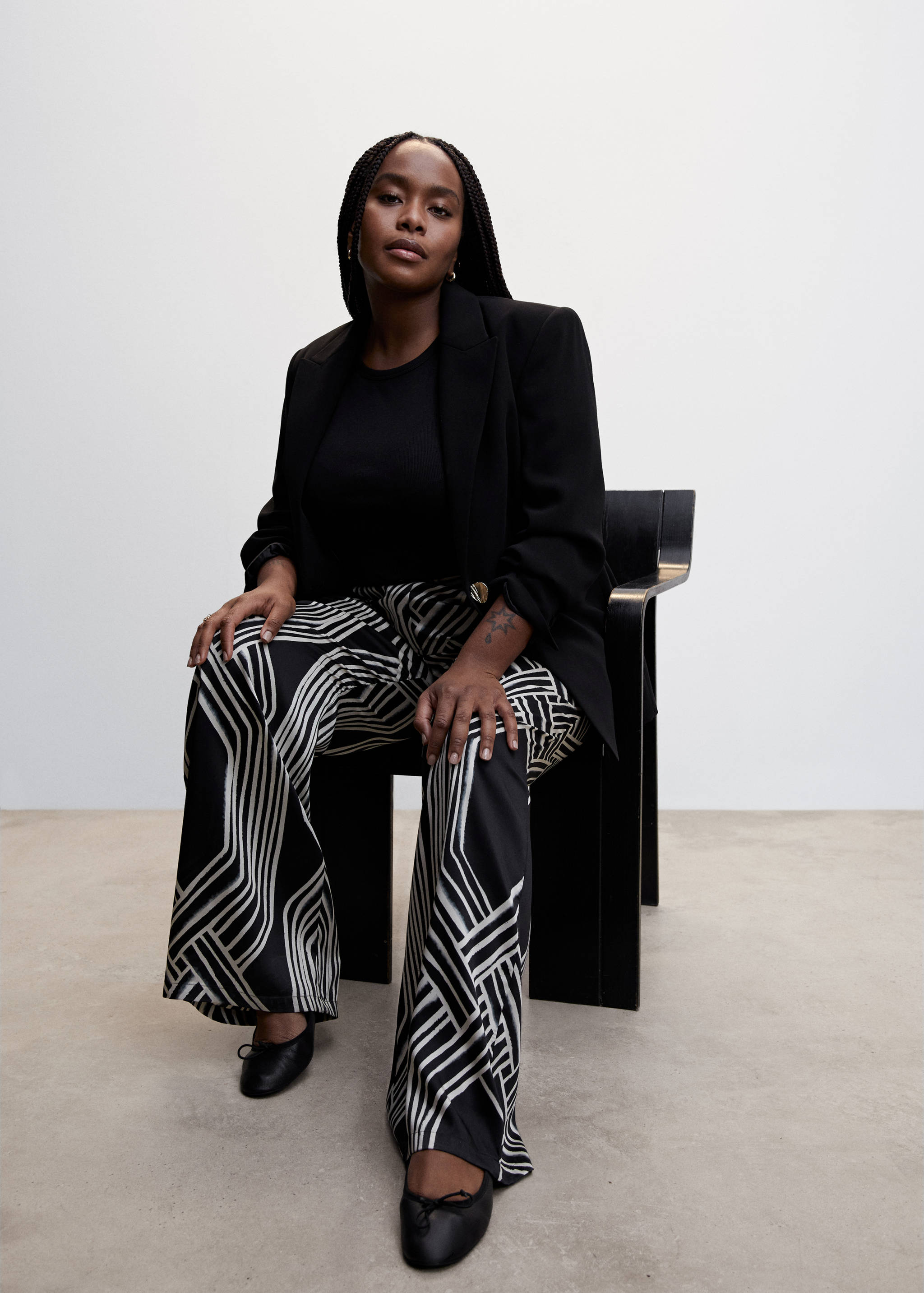 印花阔腿裤 - null