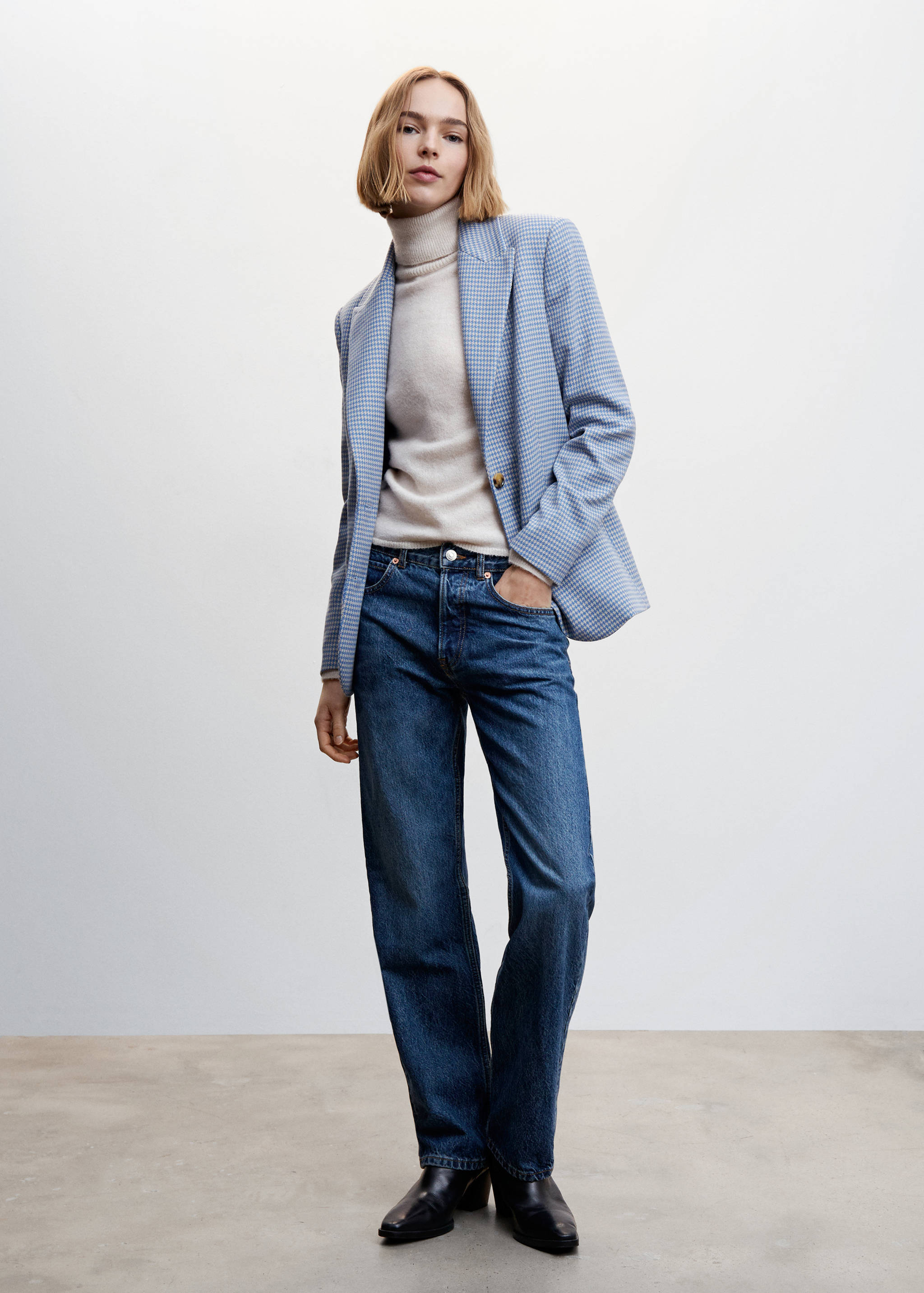 Houndstooth wool-blend blazer - General plane