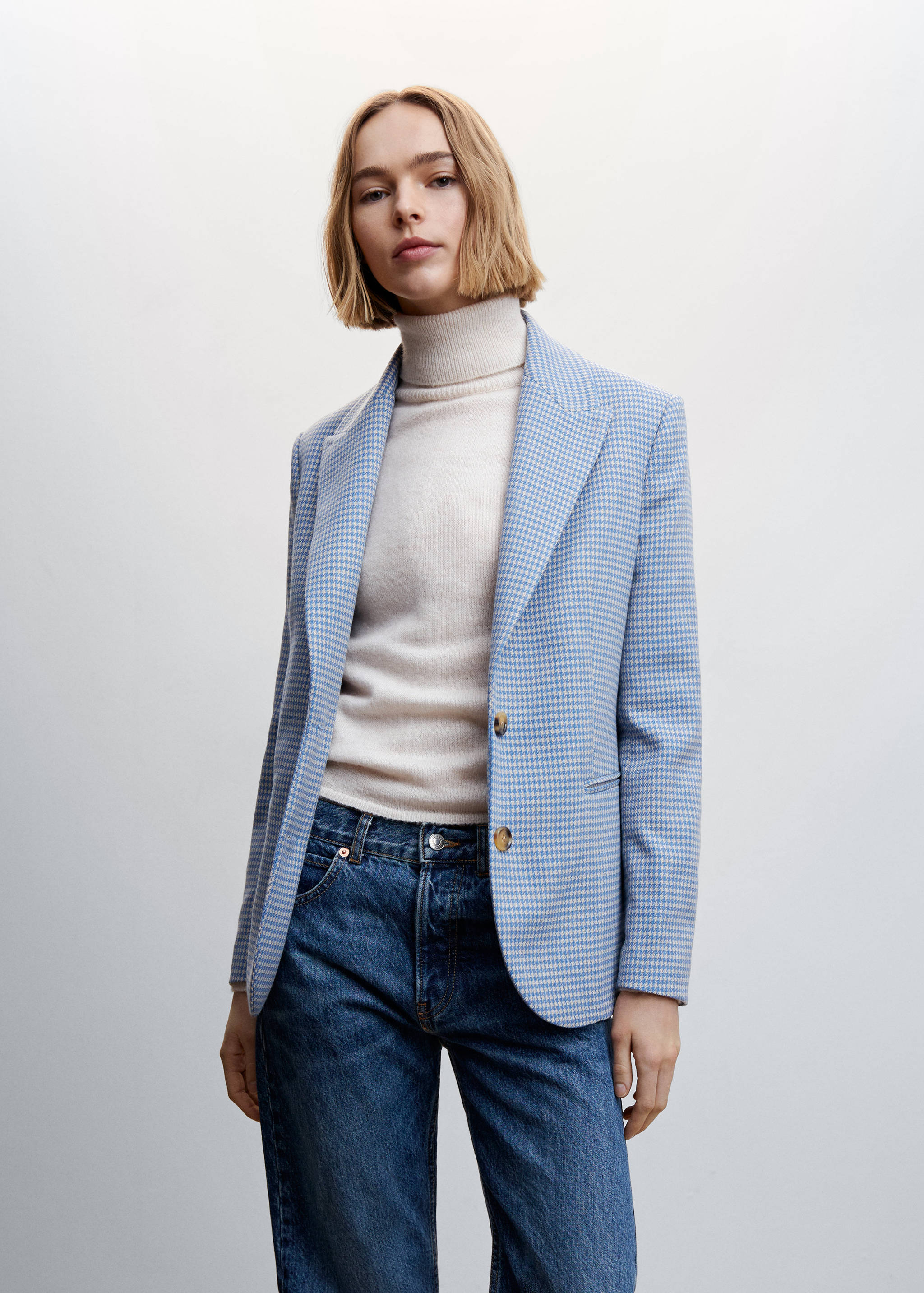 Houndstooth wool-blend blazer - Medium plane