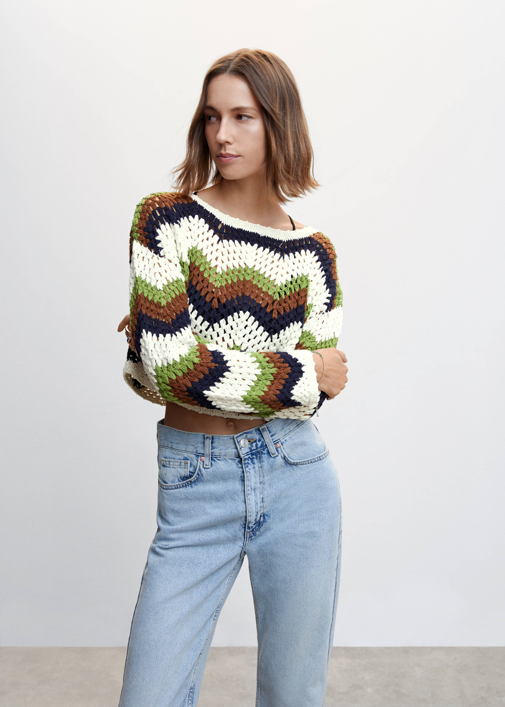 Crochet cotton  sweater - Medium plane