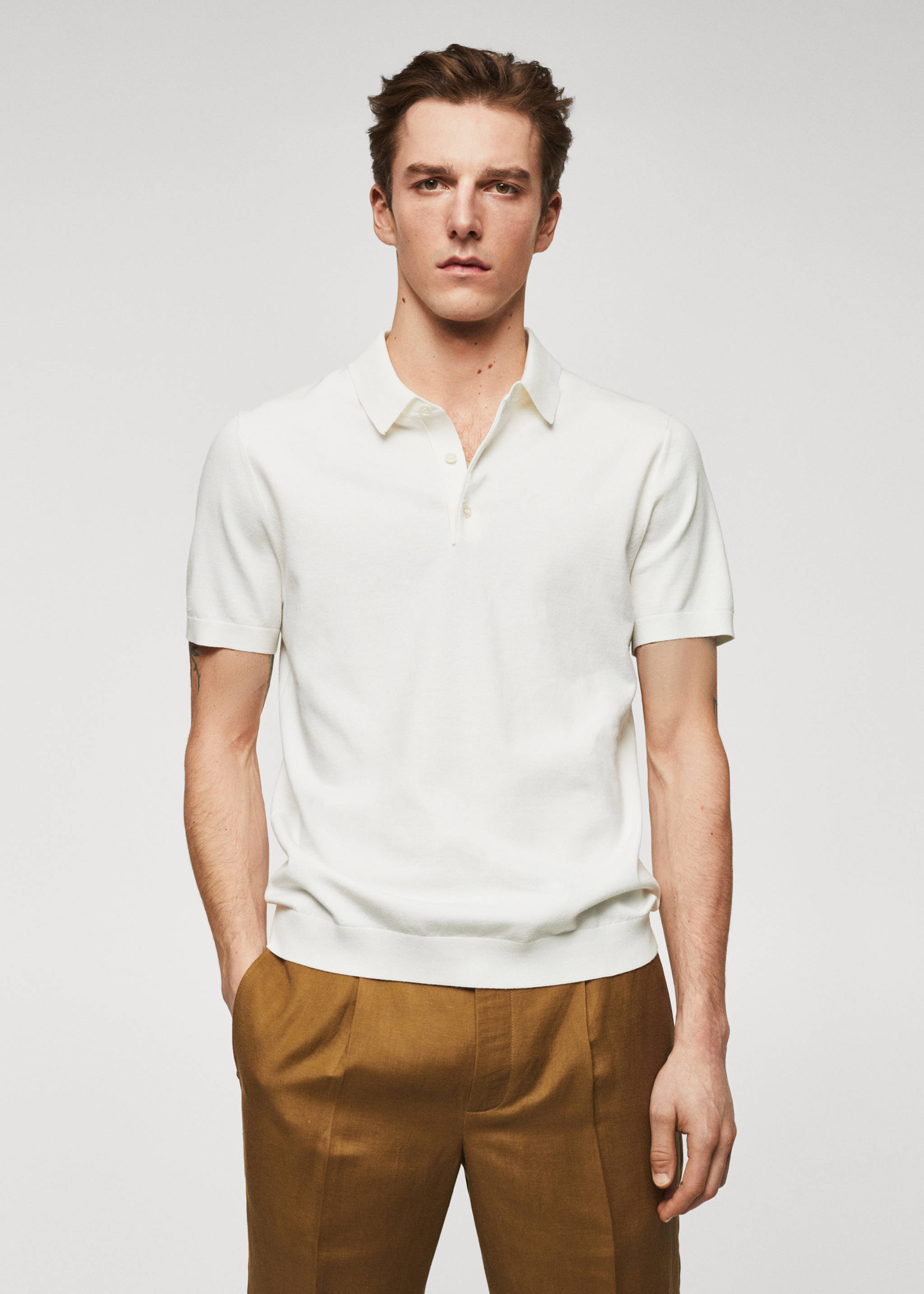Fine-knit polo shirt - Medium plane