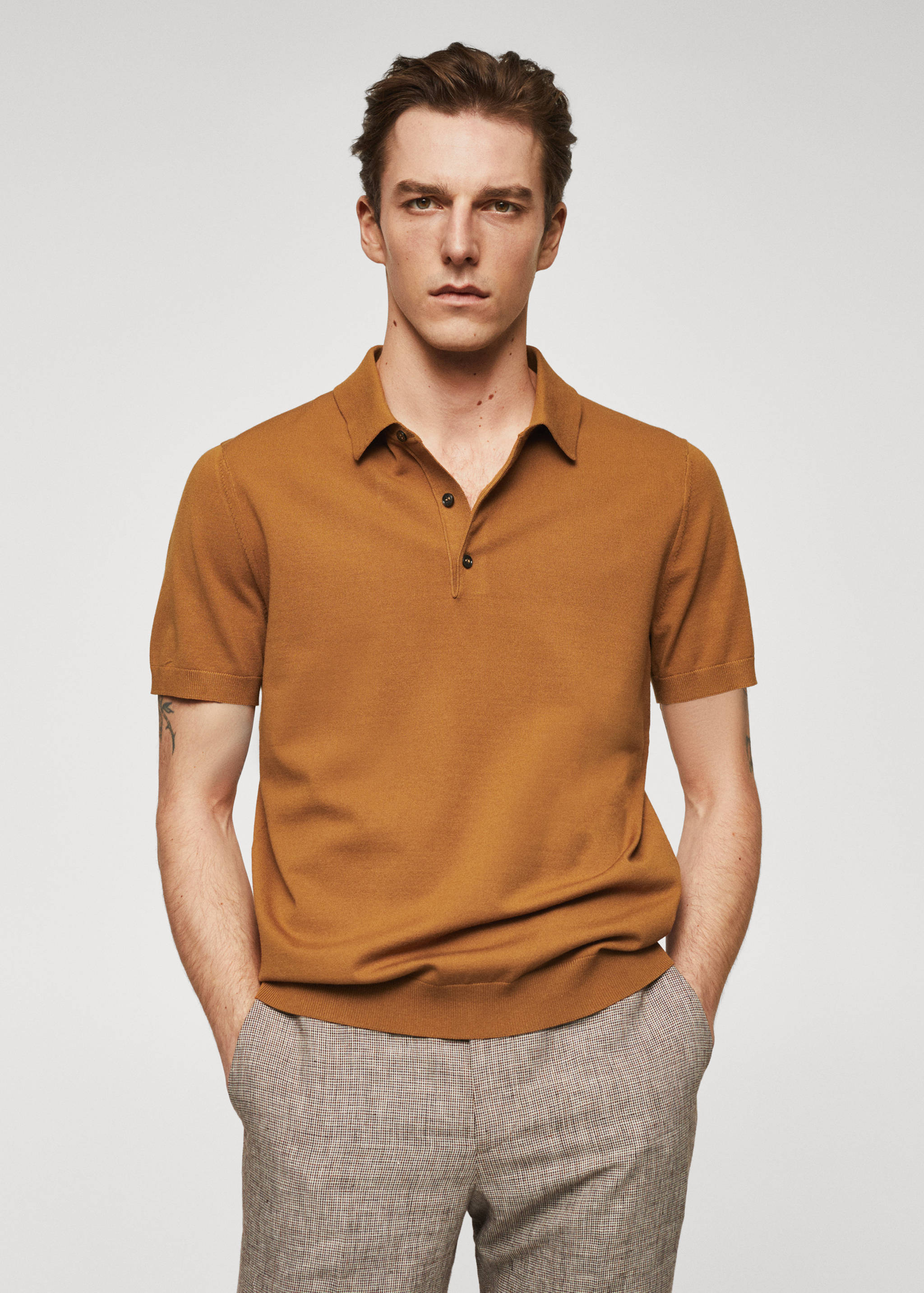 Fine-knit polo shirt - Medium plane