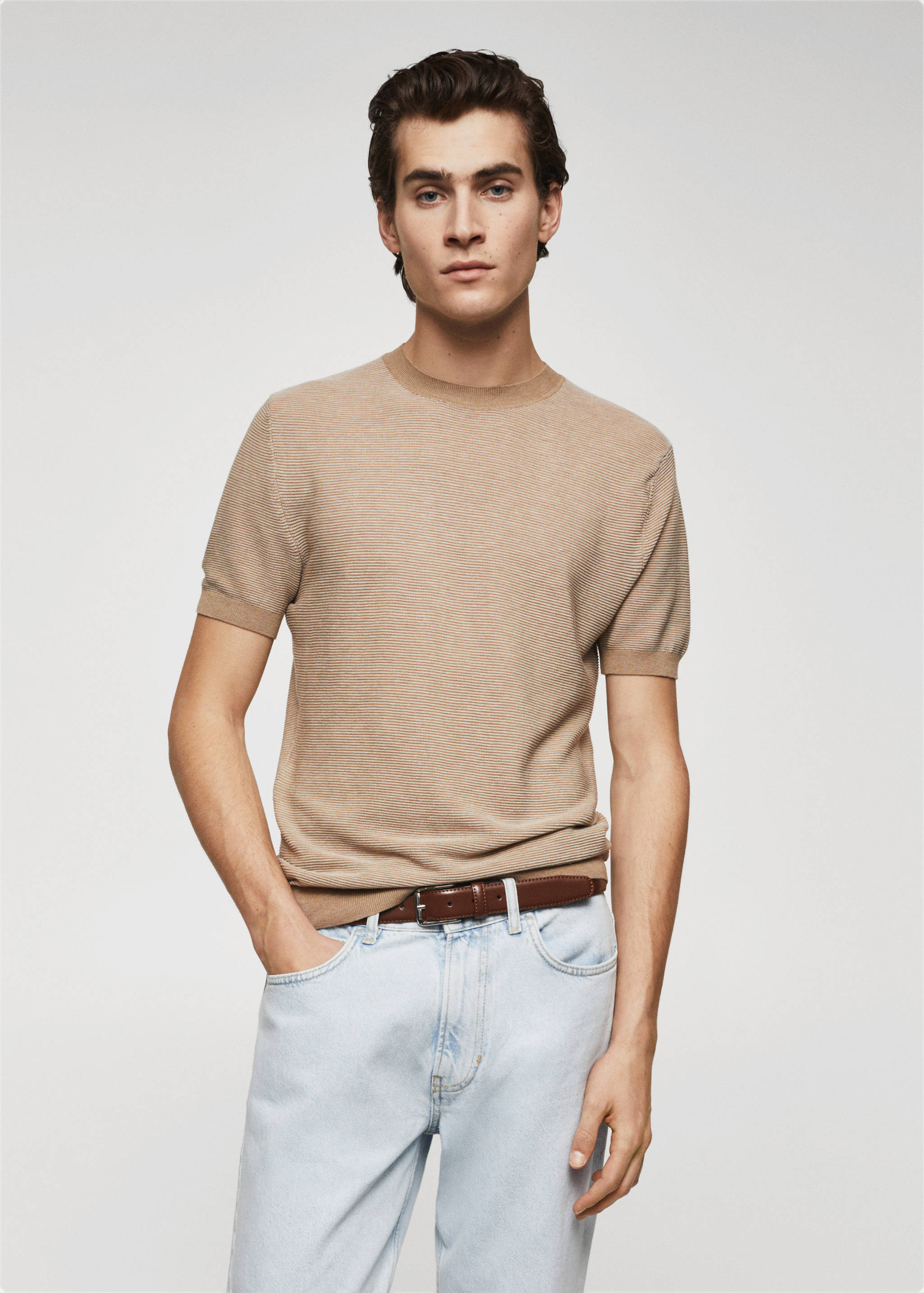 T-shirt maille texturée - Plan moyen