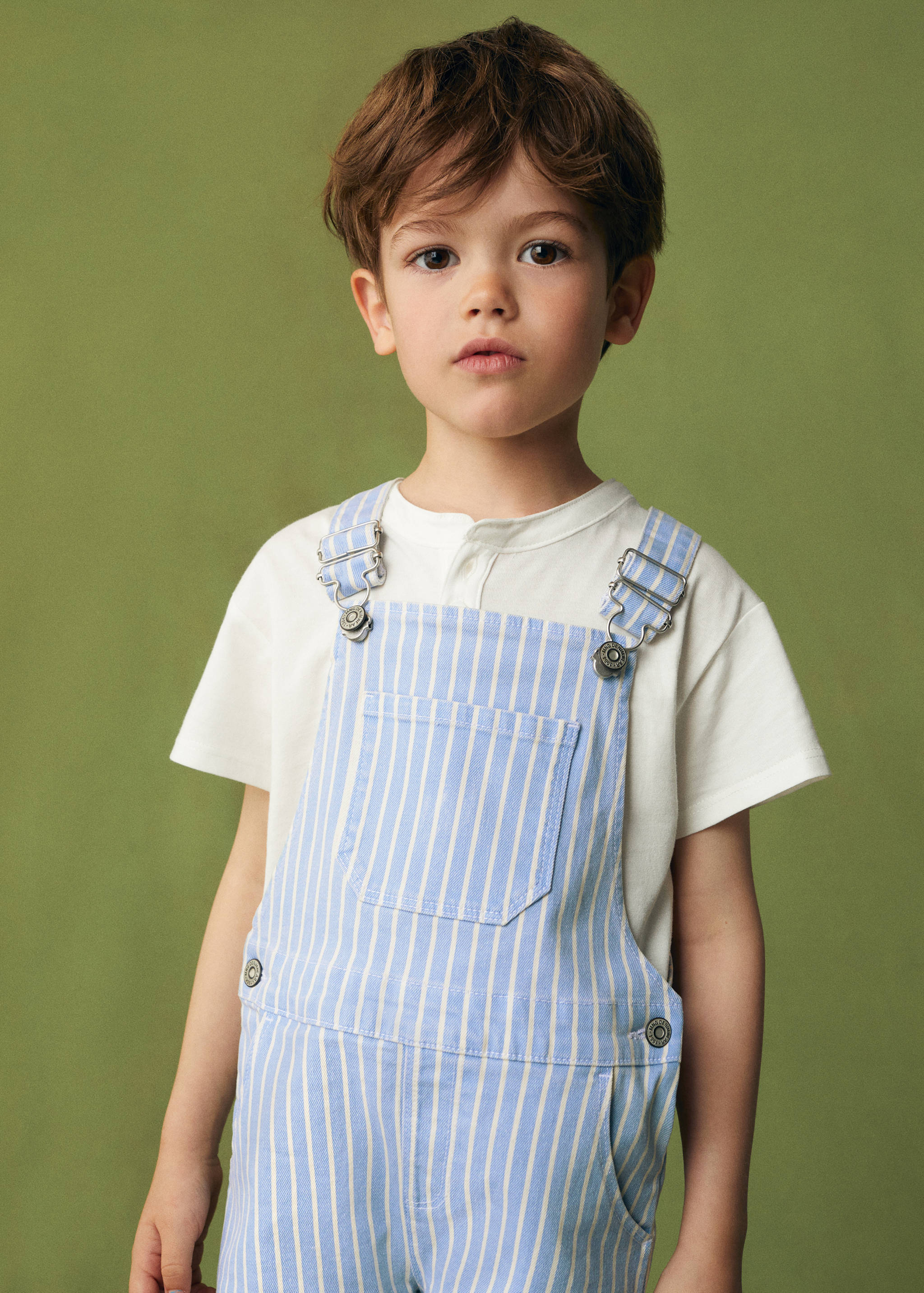Striped cotton dungarees - Medium plane