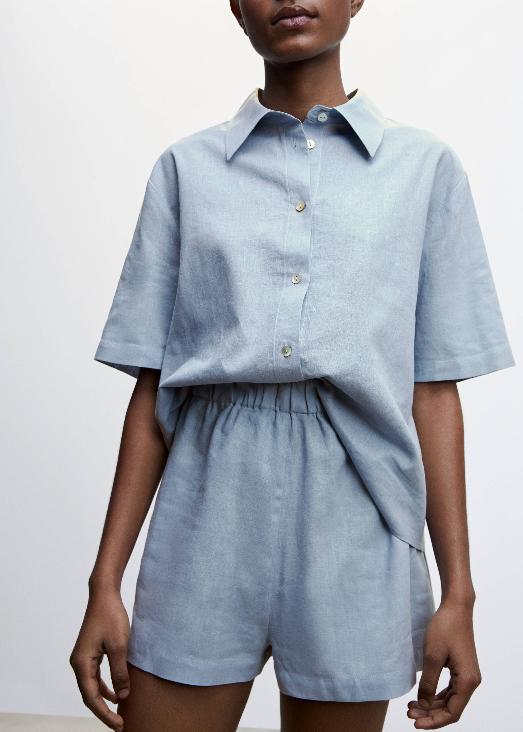 Linen pyjama shorts - Medium plane