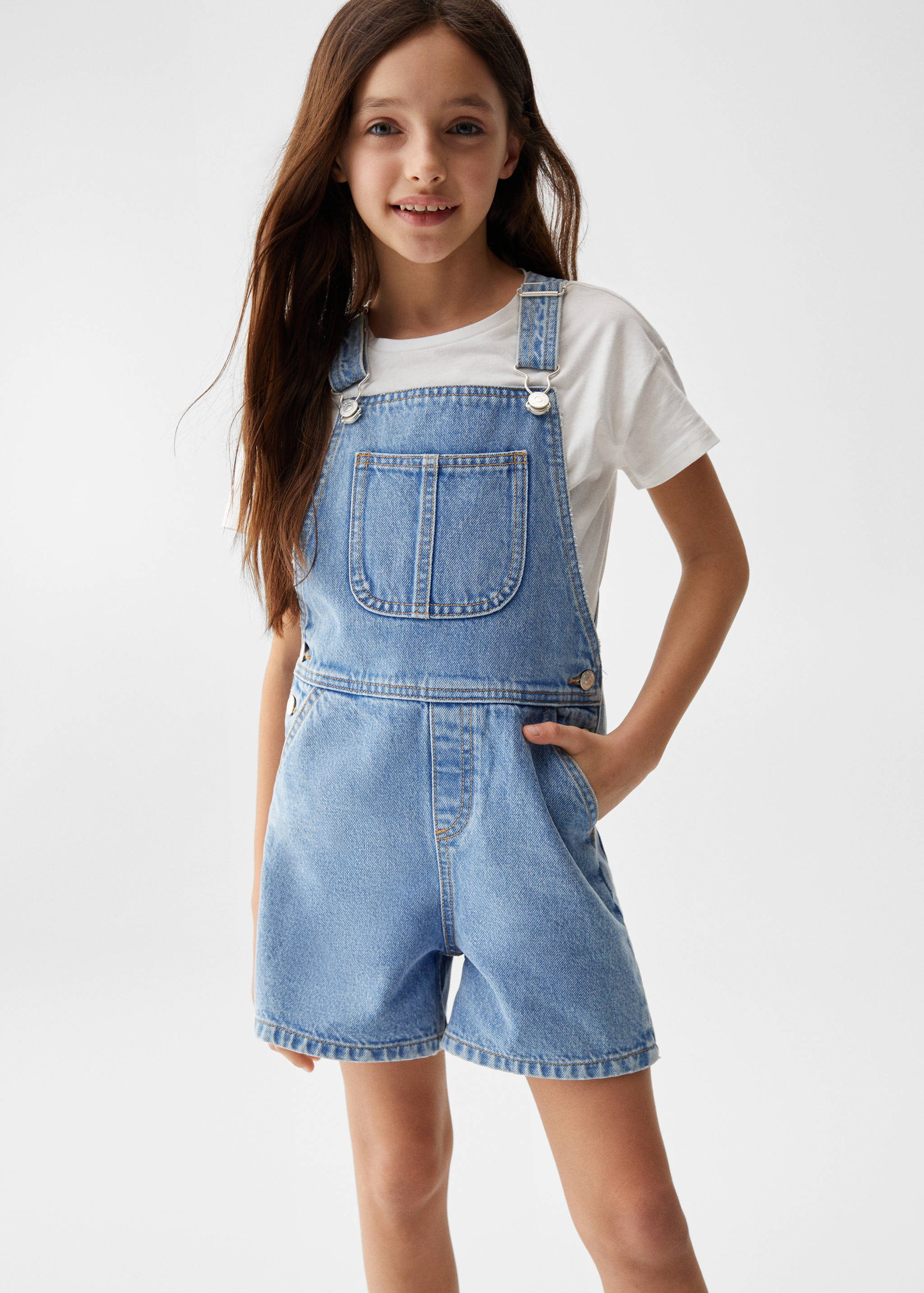 Short denim dungarees - Medium plane