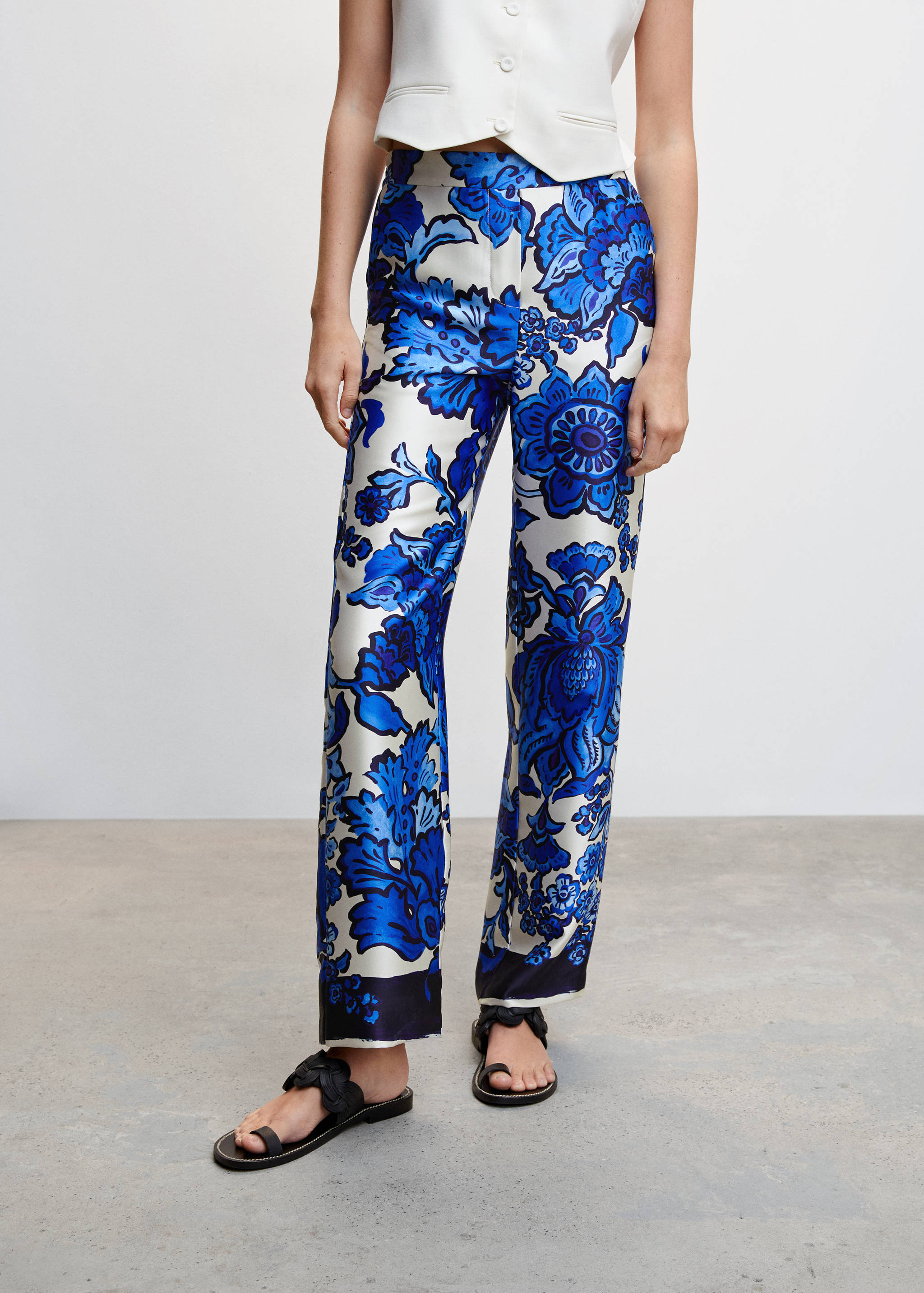 Floral satin trousers - Medium plane