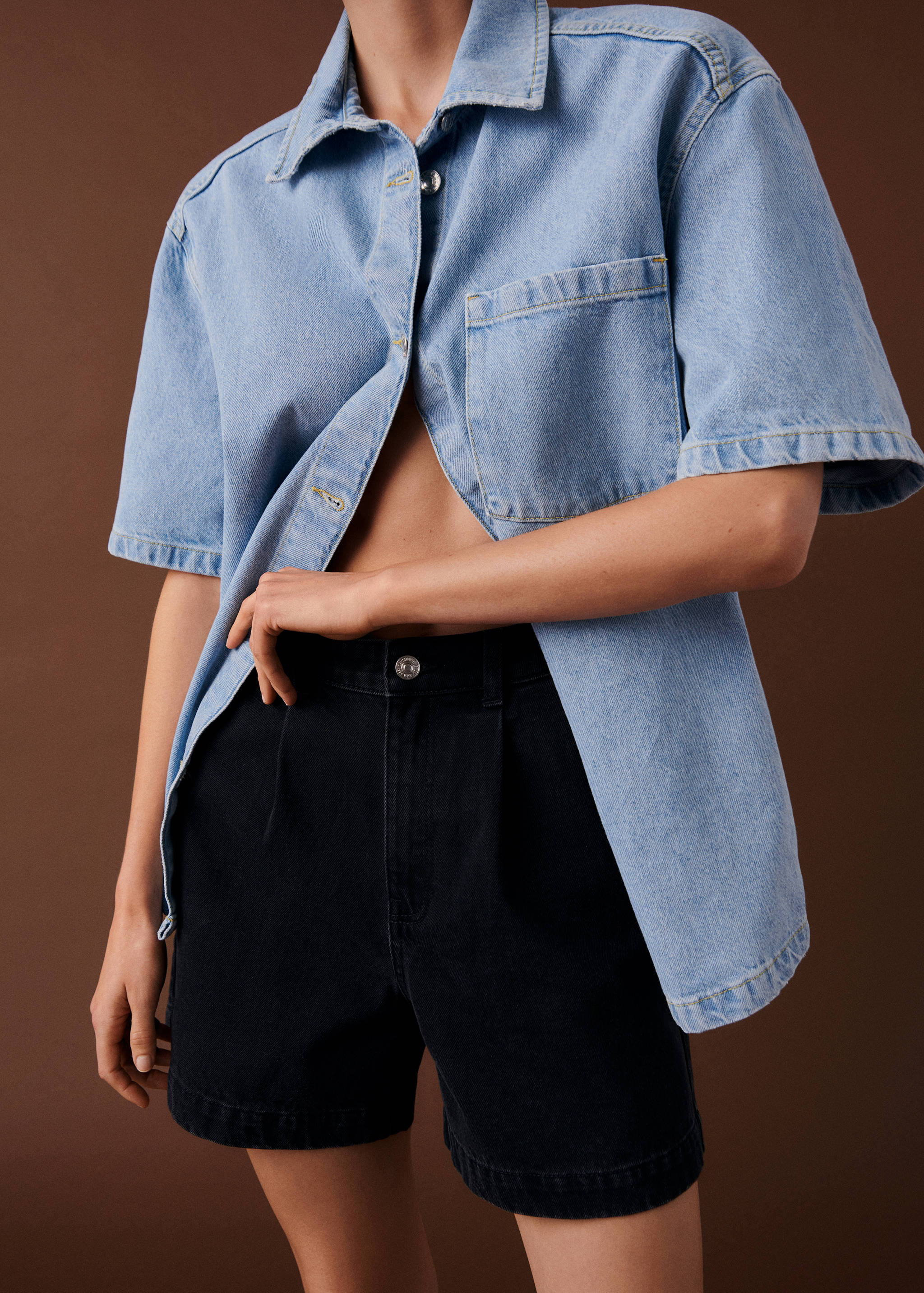 褶皱宽松短裤 - null