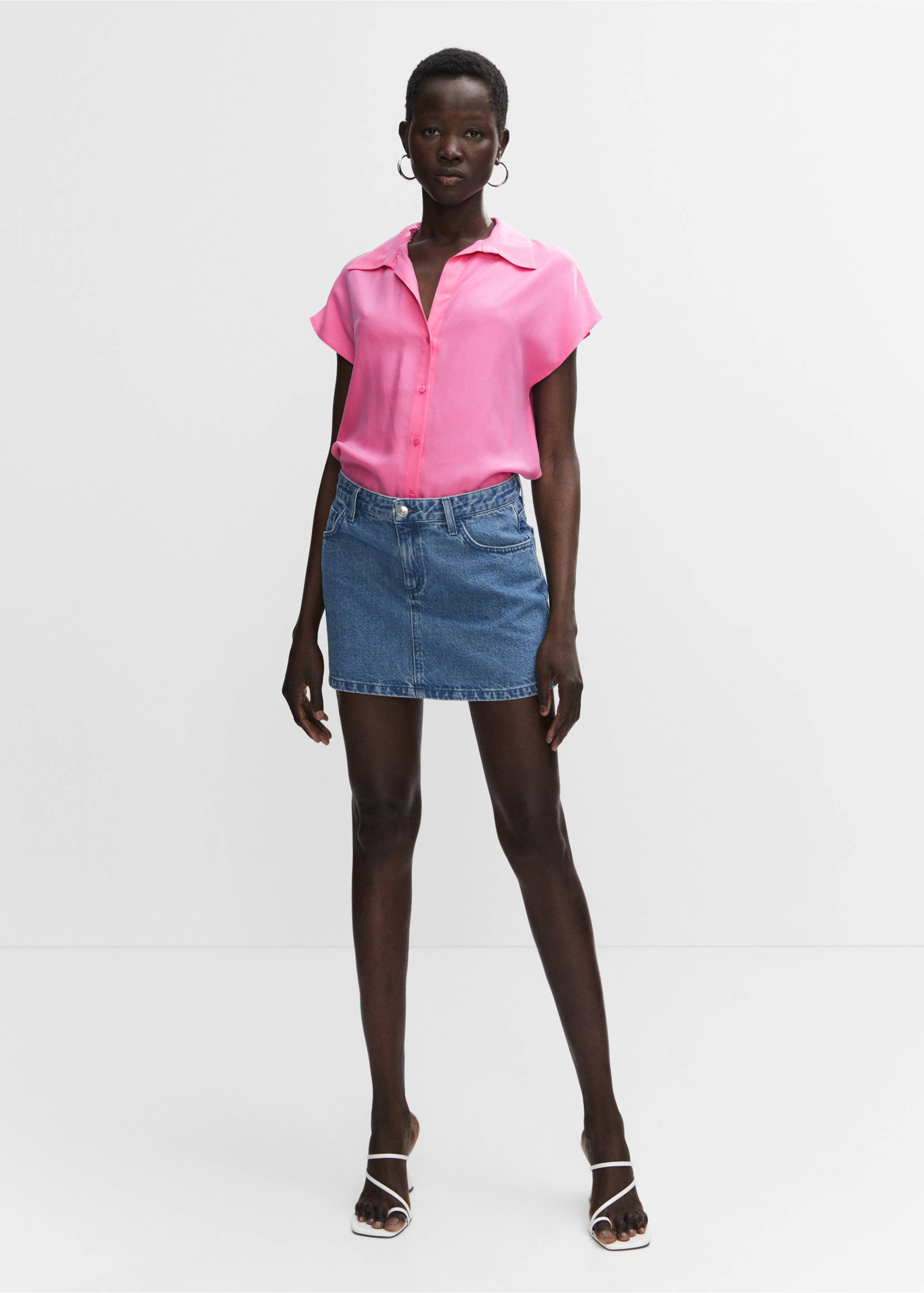 Camisa lyocell sin mangas - Plano general, Rosa. Ref: 57000002-00.