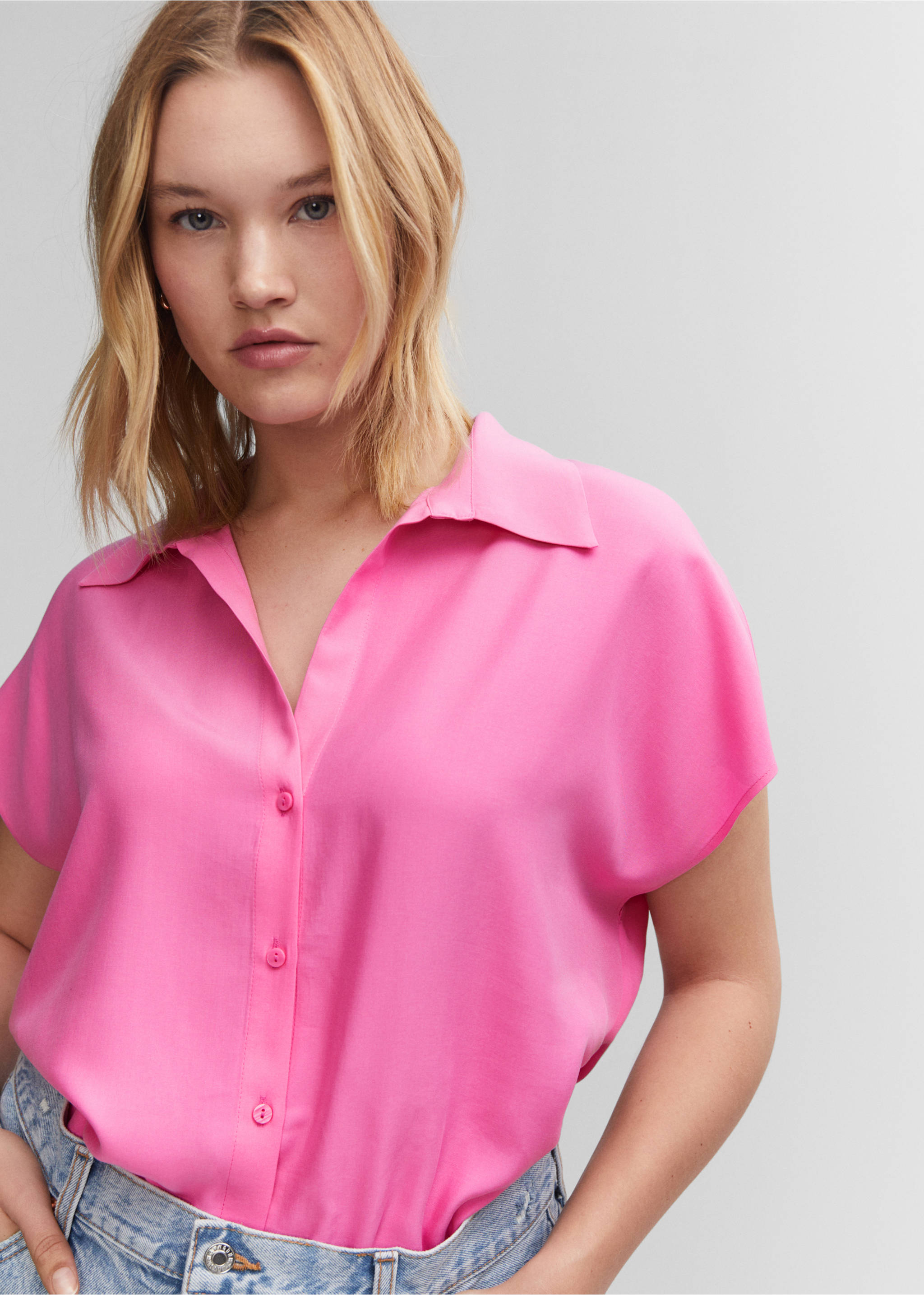 Camisa lyocell sin mangas - Detalle del artículo 4, Rosa. Ref: 57000002-00.