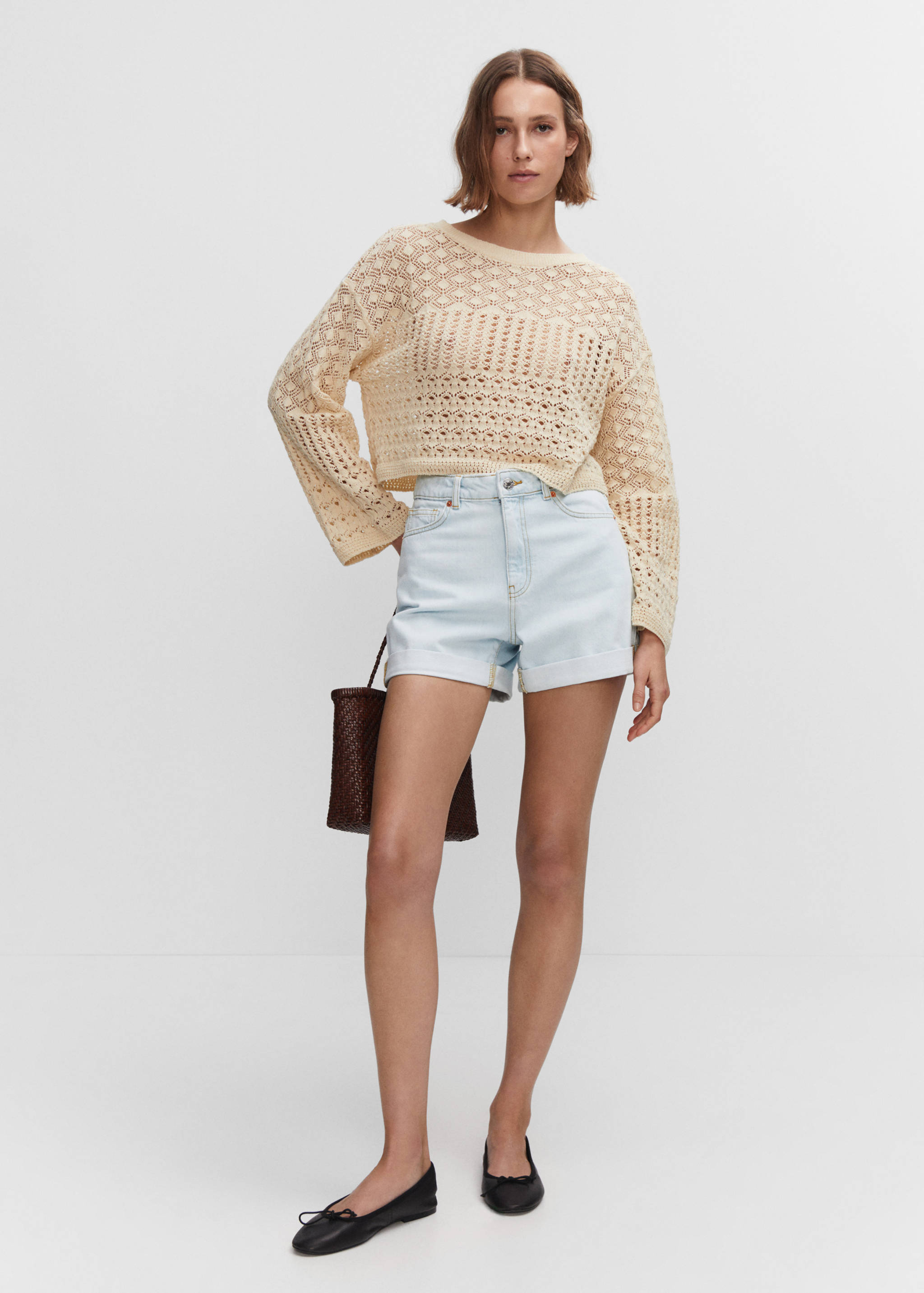 Mom-fit denim shorts - General plane