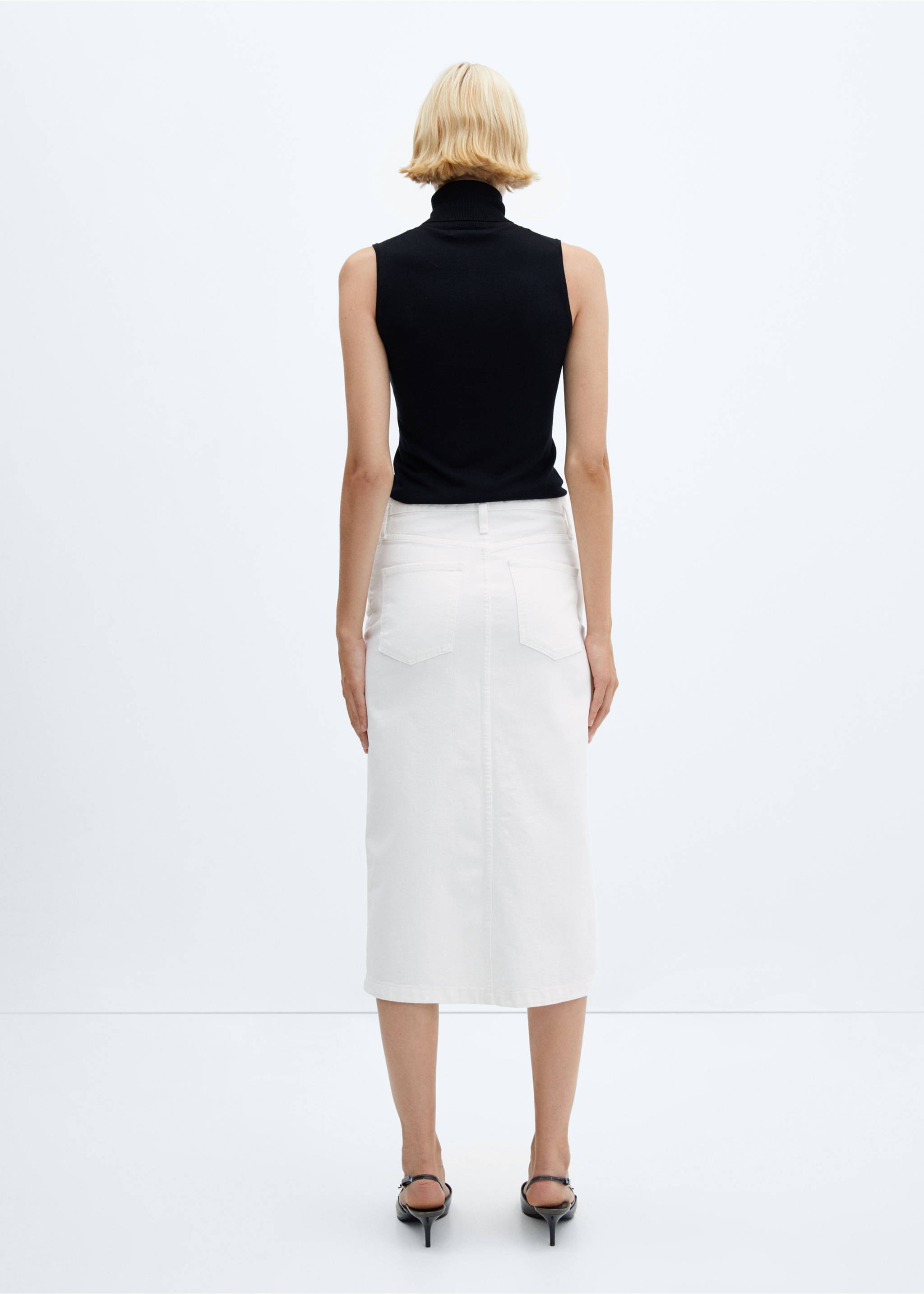 데님 미디 스커트 - 상품 반전:, 화이트. Ref: 57000187-00.