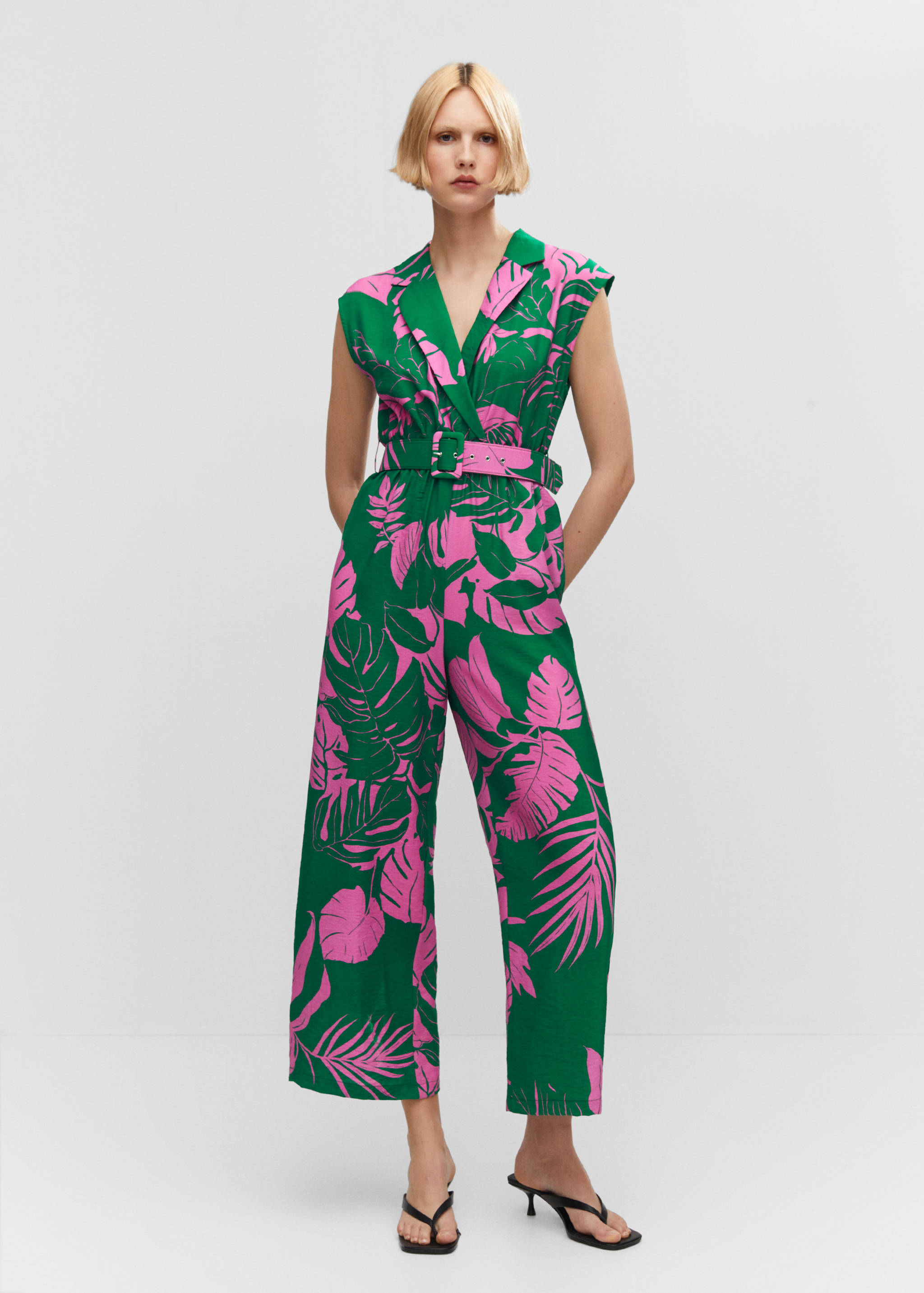 Belt printed jumpsuit - General plane