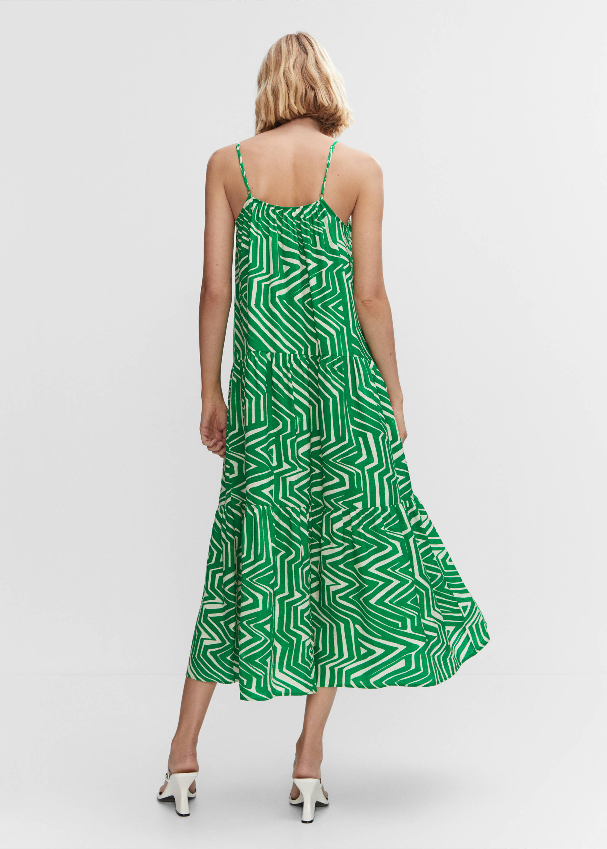 Long printed dress - Reverse of the article, Green. Ref: 57000249-00.