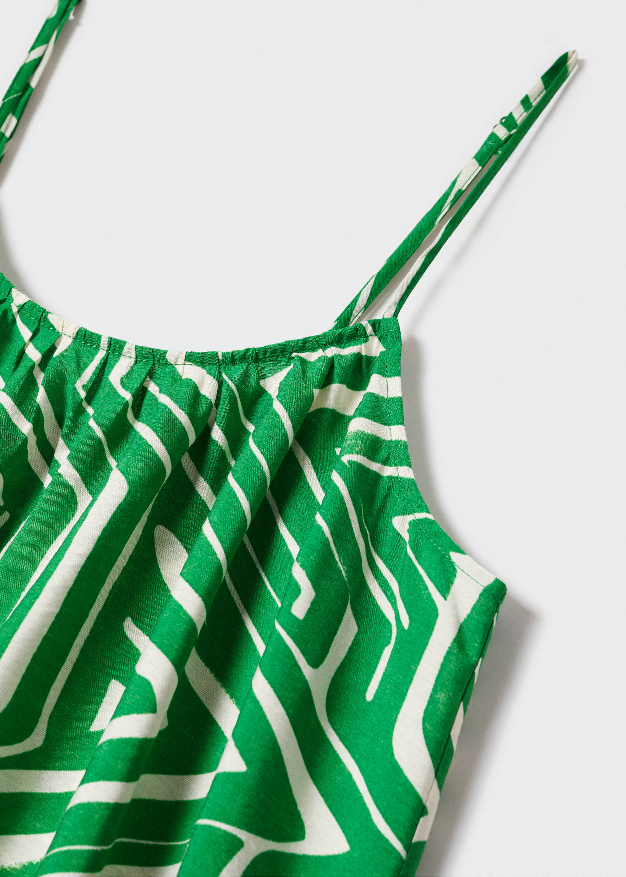 Long printed dress - Details of the article 8, Green. Ref: 57000249-00.