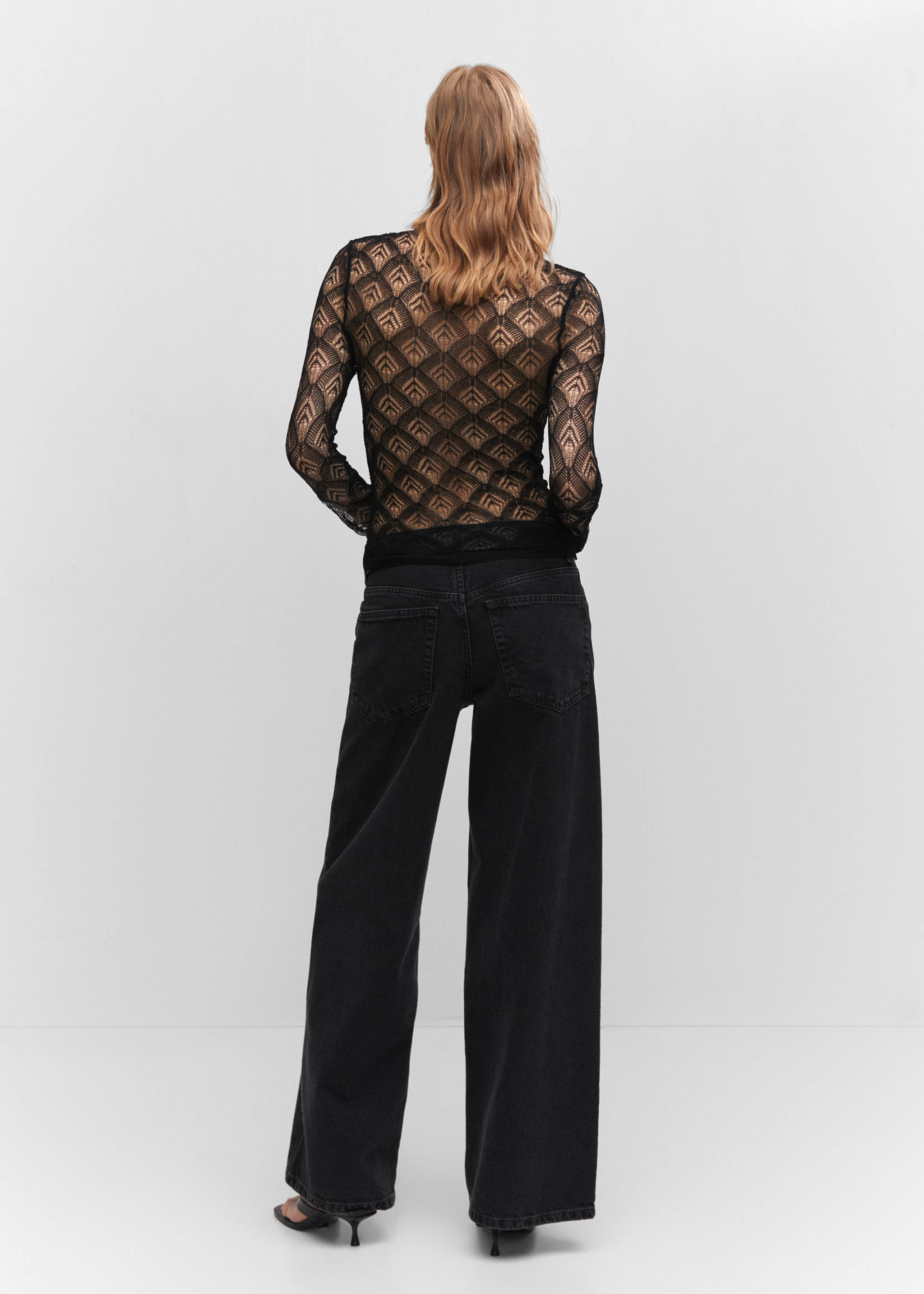 几何图案网眼T恤 - null