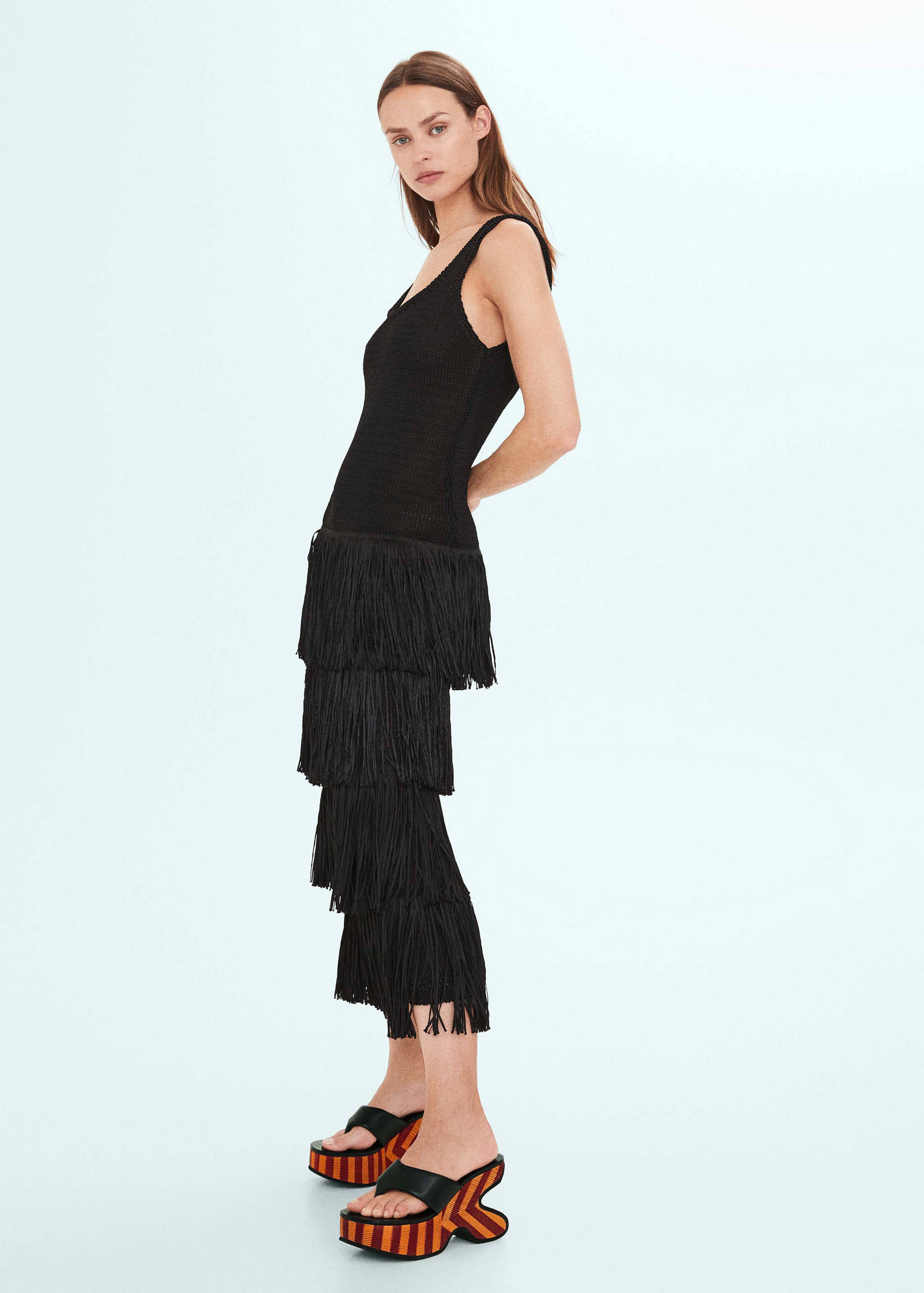 Irregular leather platform sandals - General plane