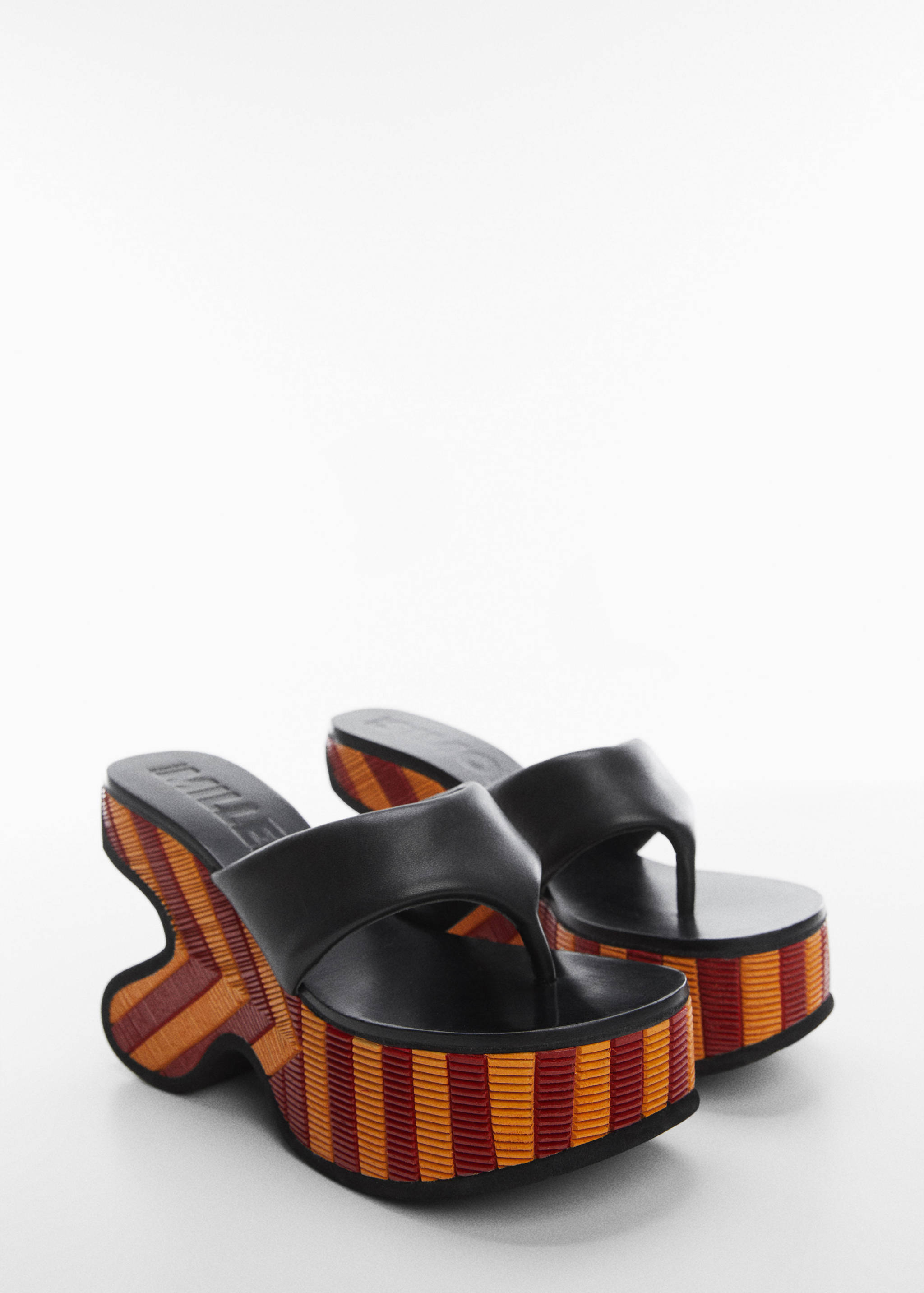 Irregular leather platform sandals - Medium plane
