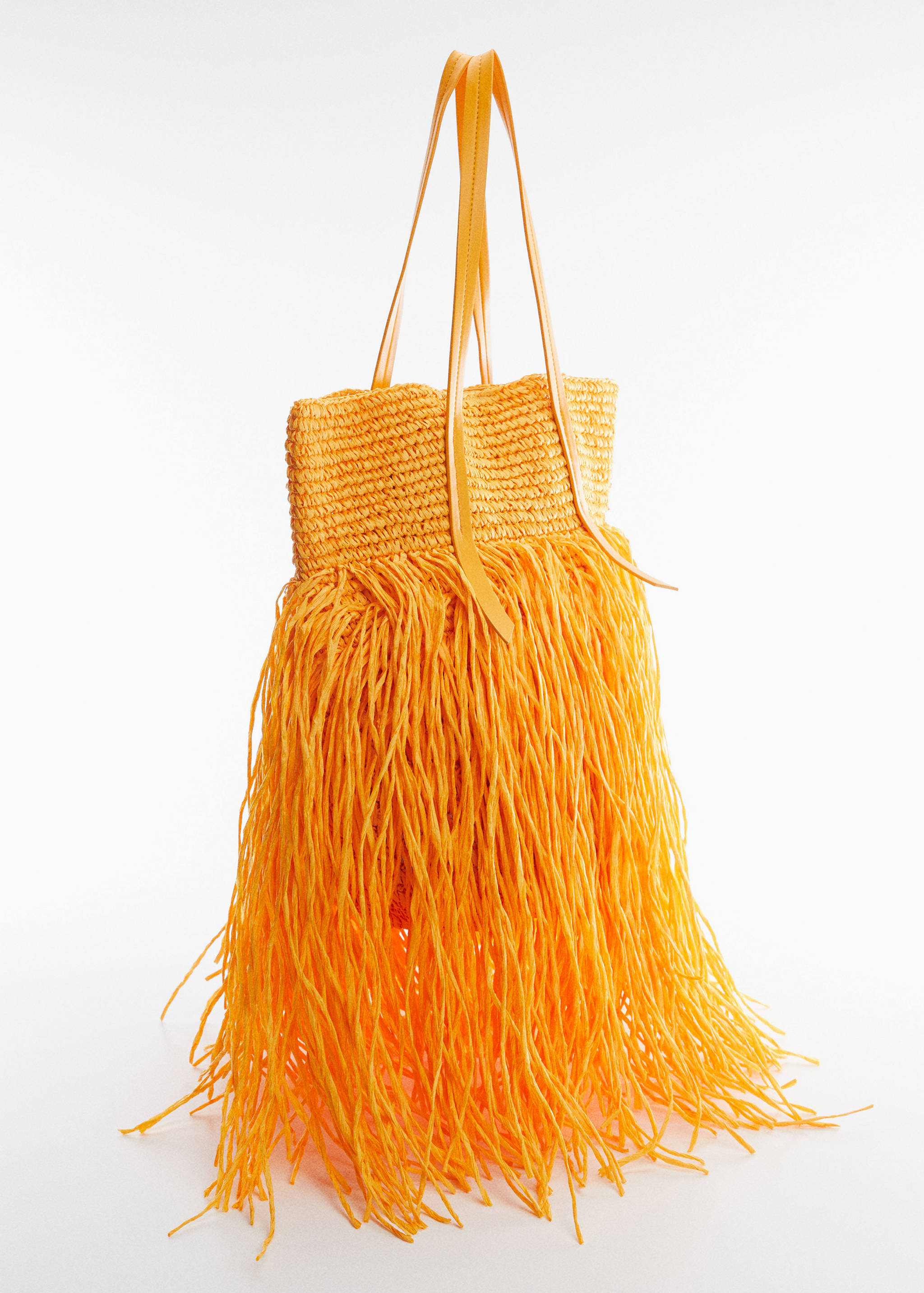 Maxi fringed natural fibre bag - Medium plane
