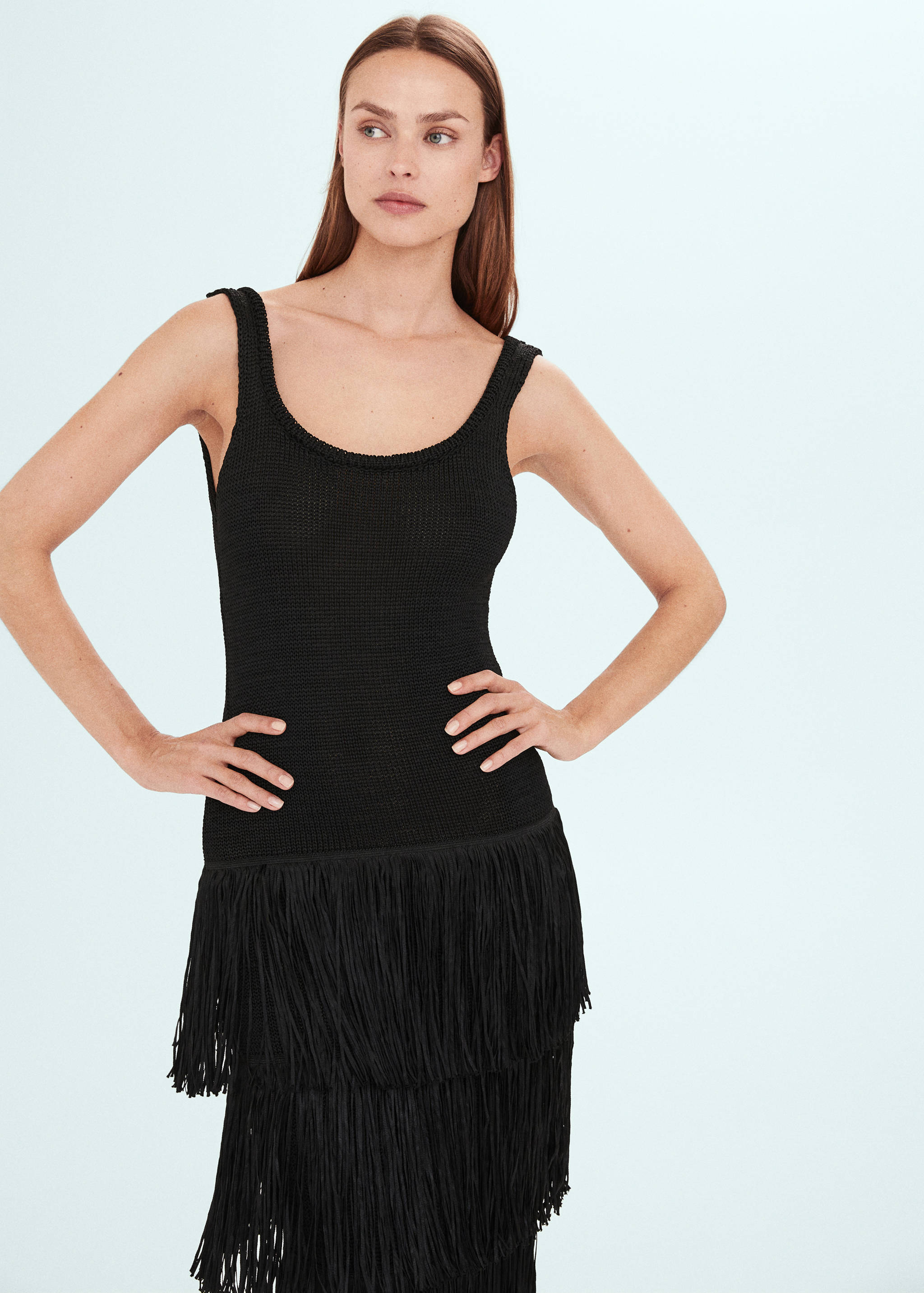 Knitted dress with fringe design - Women | MANGO Montenegro
