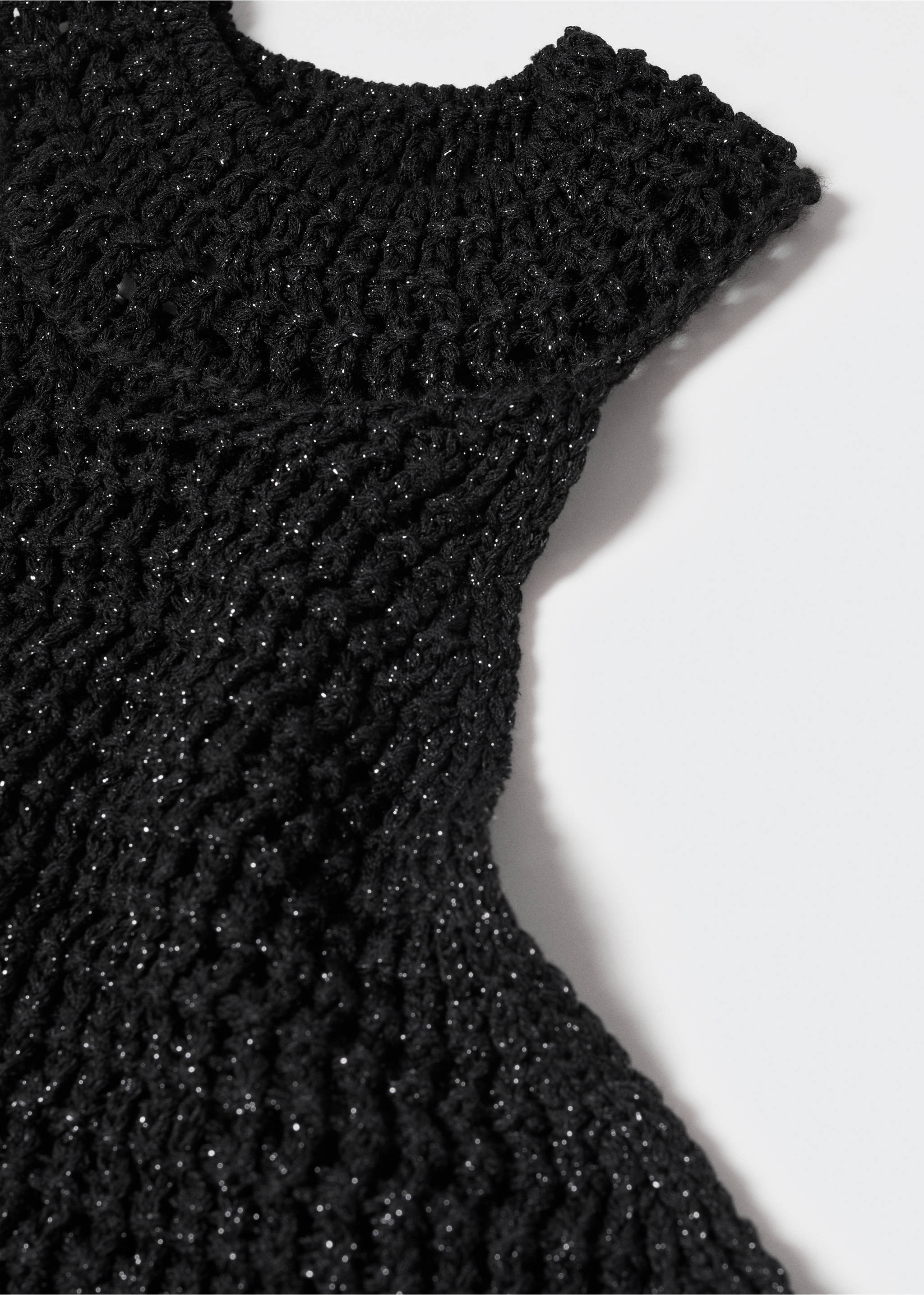 Lurex halter-neck dress - Details of the article 8, Black. Ref: 57000458-00.