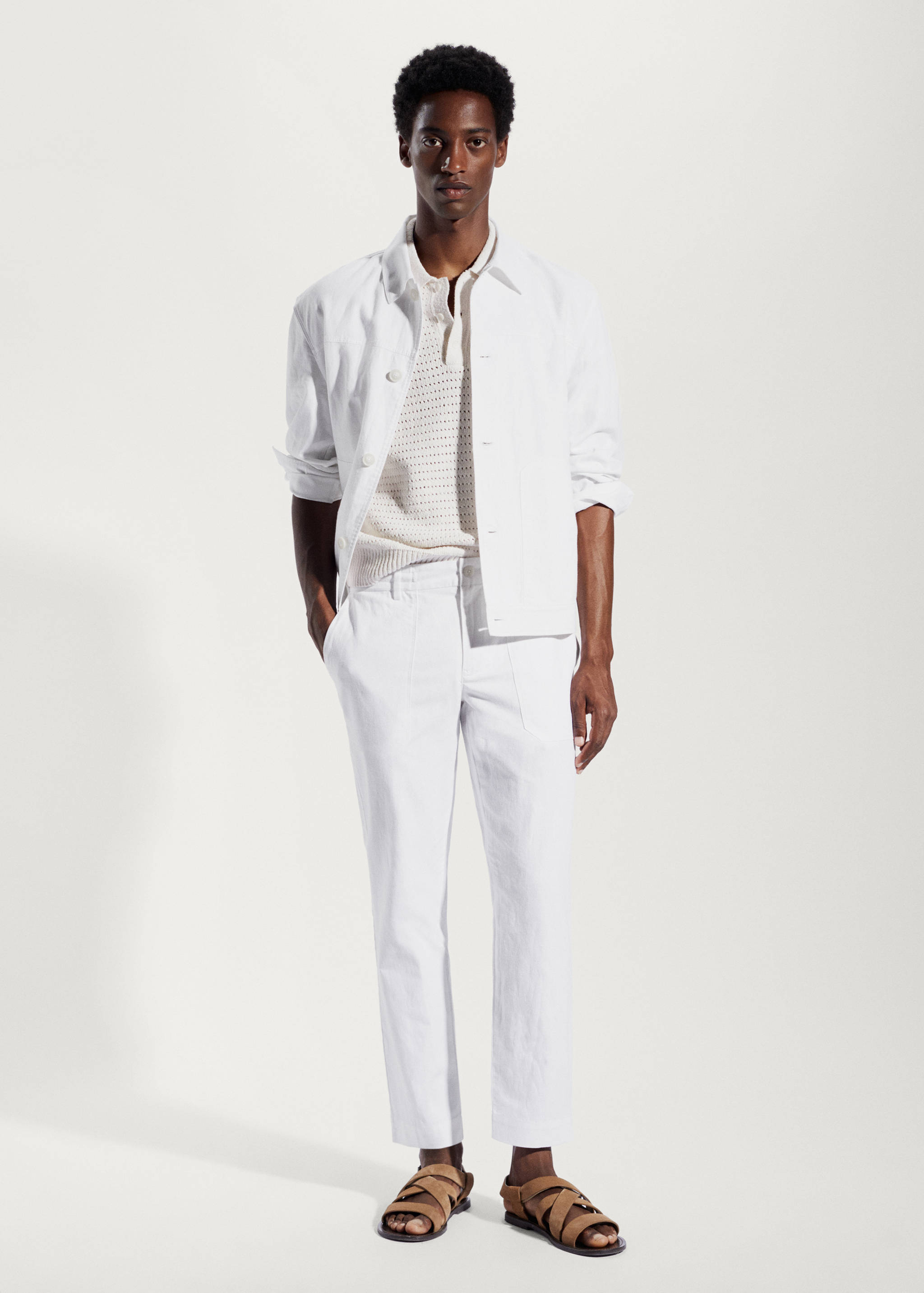 Верхняя рубашка хлопок и лен с карманами - Общий план