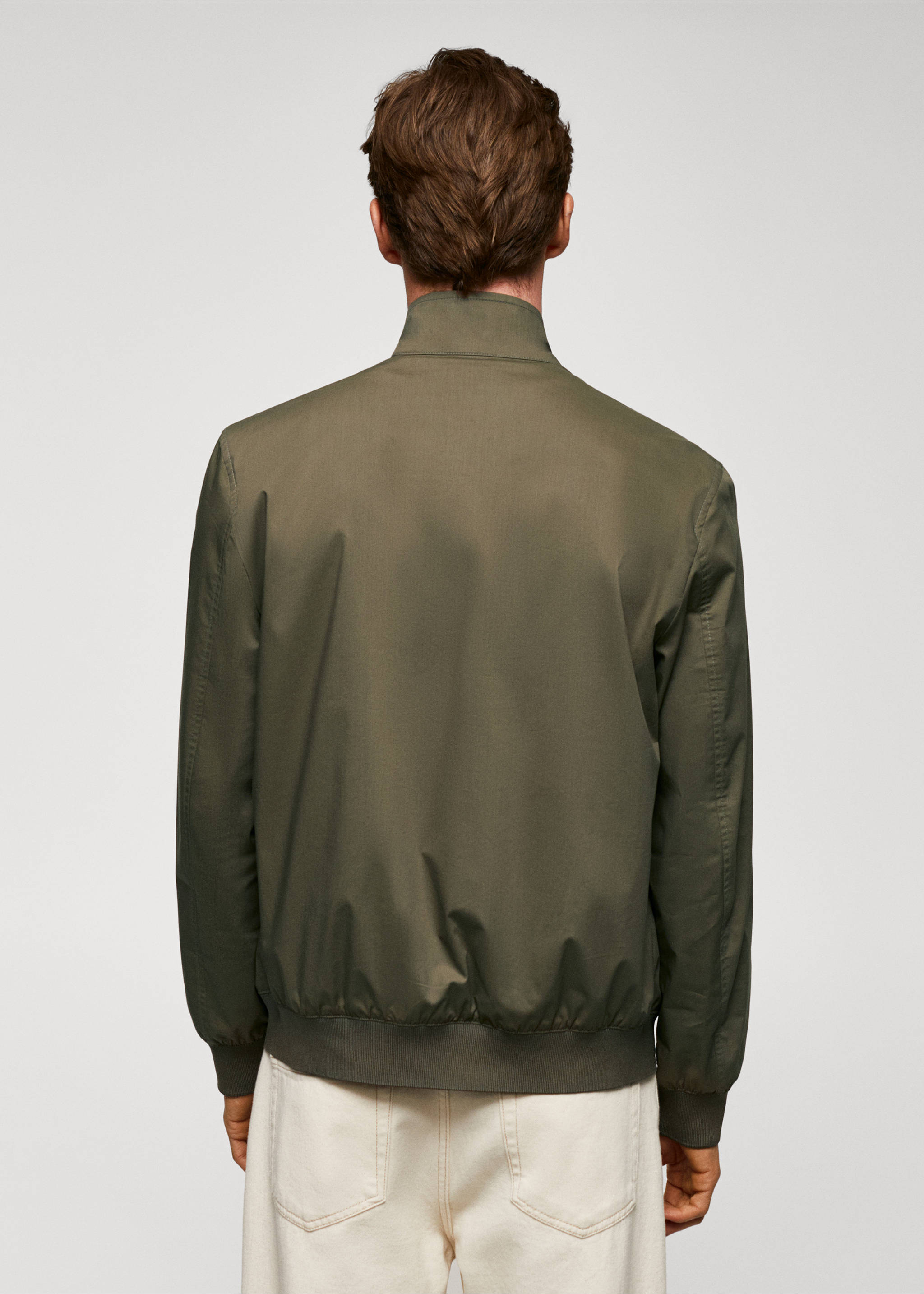 Lightweight fabric bomber jacket - Reverse of the article, Khaki. Ref: 57000564-00.