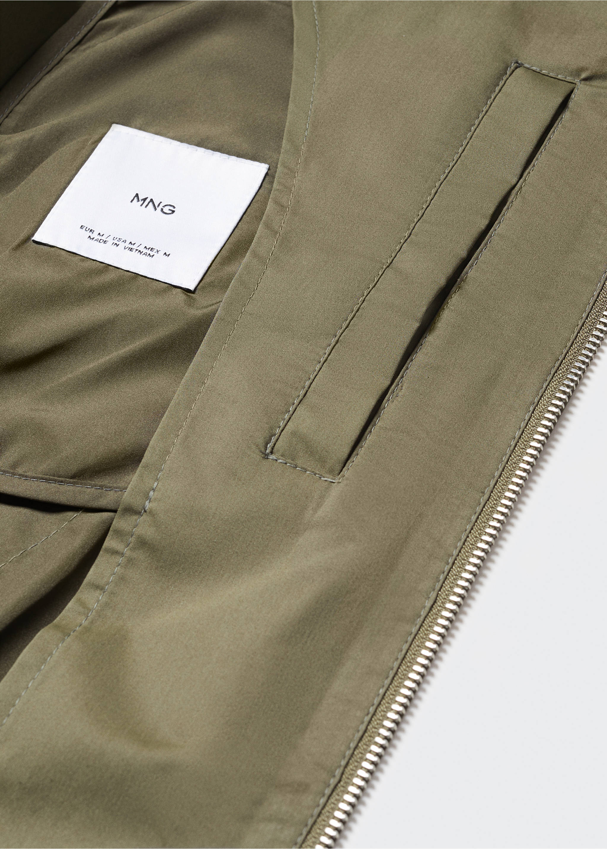 Lightweight fabric bomber jacket - Details of the article 8, Khaki. Ref: 57000564-00.