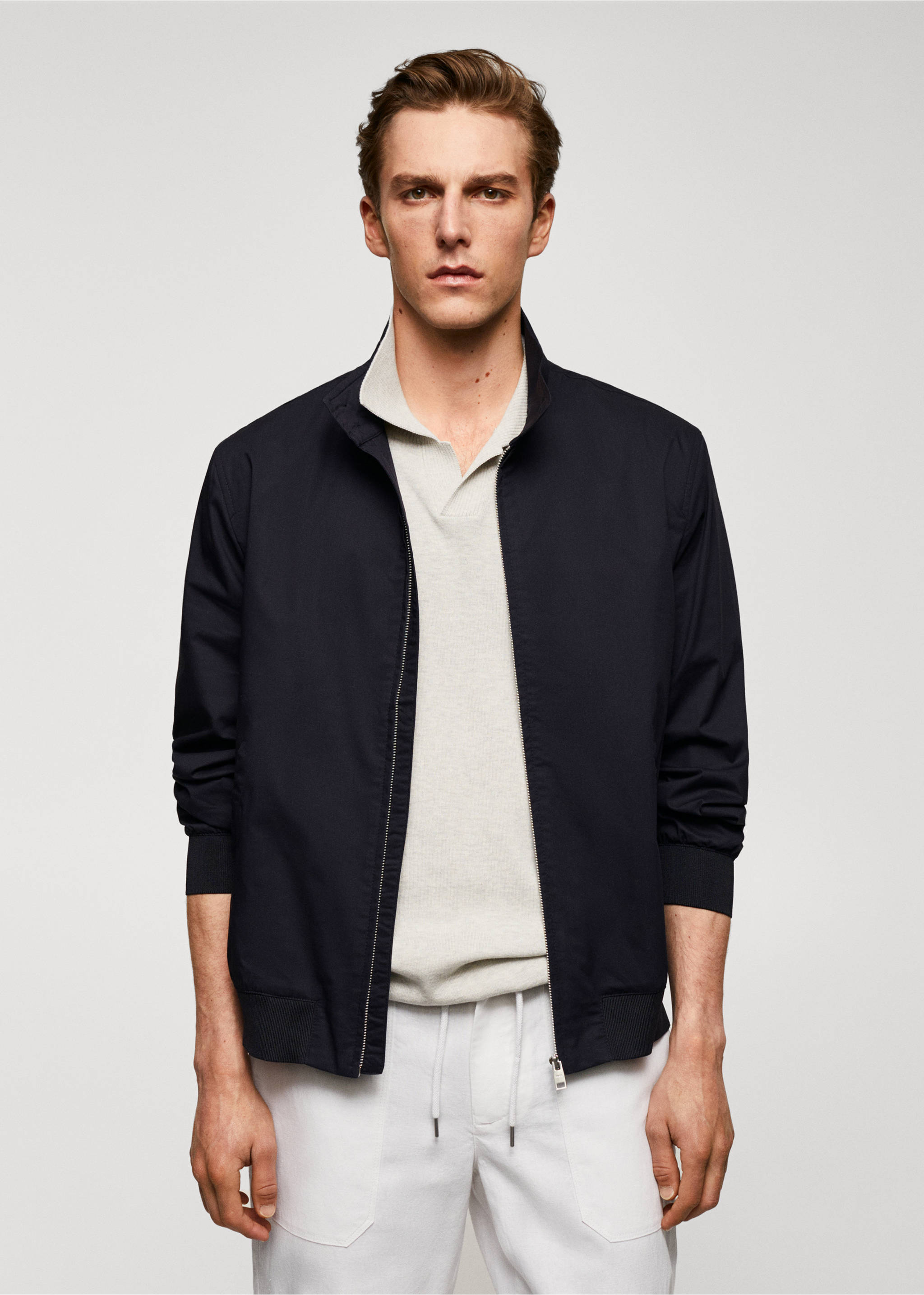 Lightweight fabric bomber jacket - Medium plane, Dark Navy. Ref: 57000564-00.