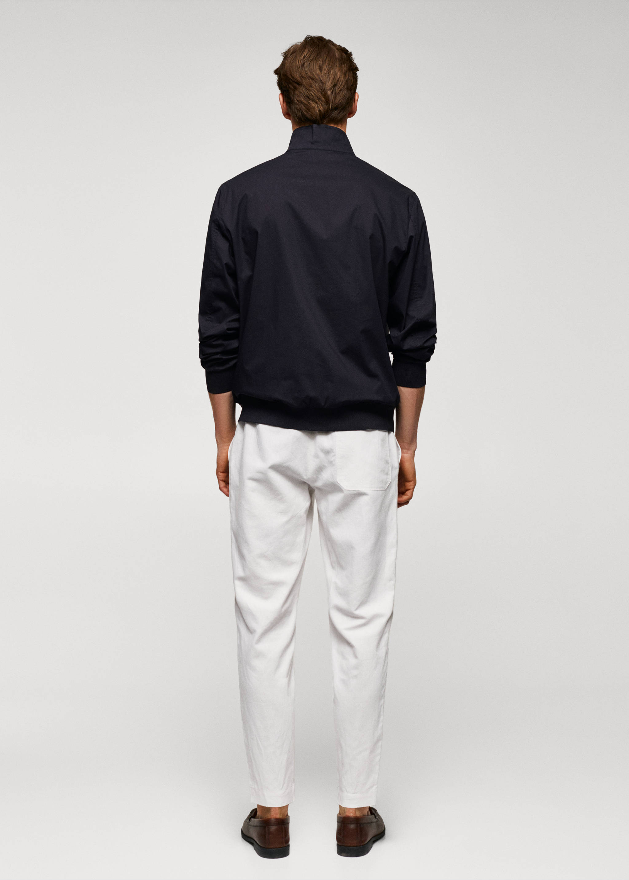 Lightweight fabric bomber jacket - Reverse of the article, Dark Navy. Ref: 57000564-00.