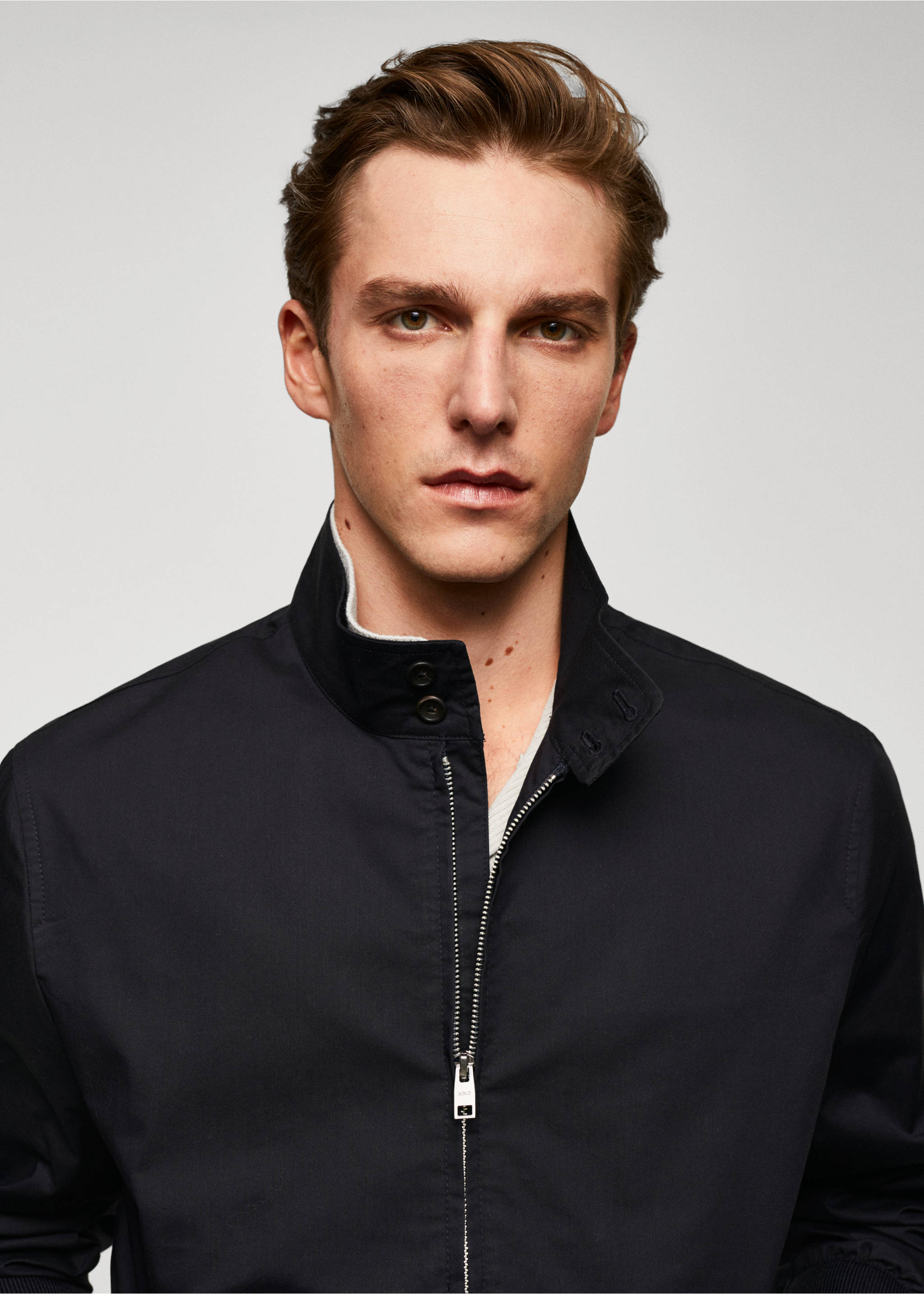 Lightweight fabric bomber jacket - Details of the article 1, Dark Navy. Ref: 57000564-00.