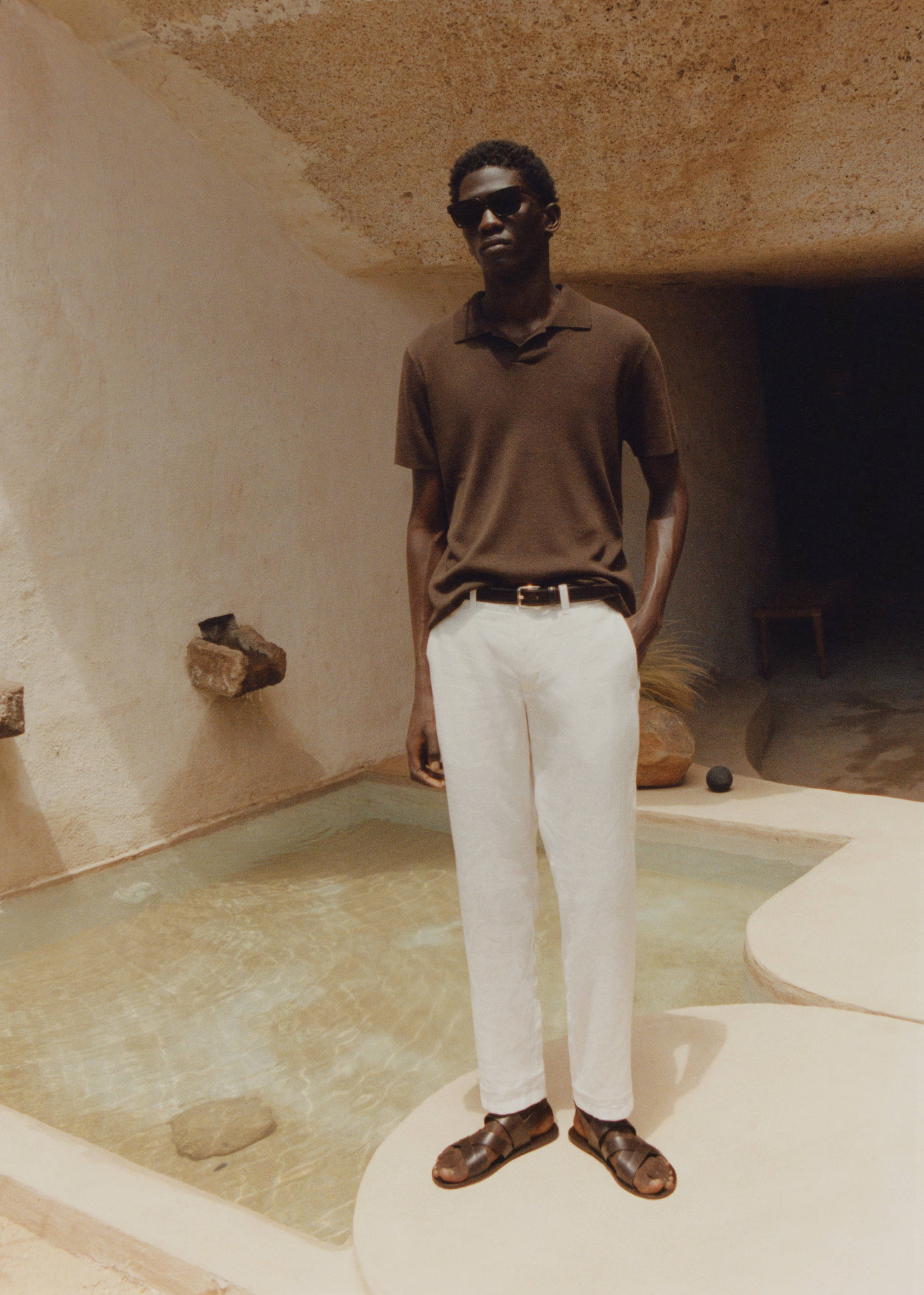 修身100%亚麻裤 - null