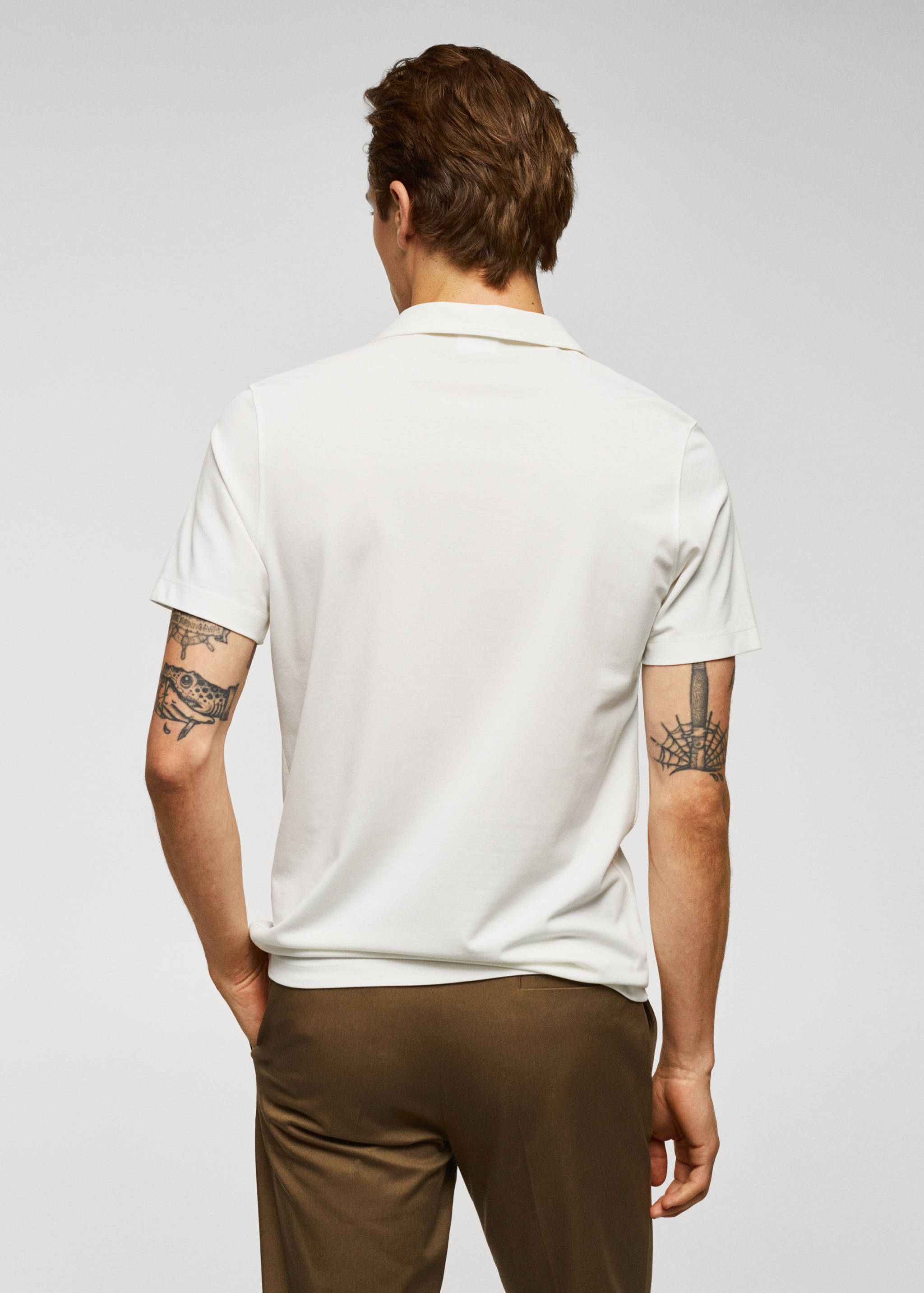 Slim-fit cotton piqué textured polo shirt - Reverse of the article