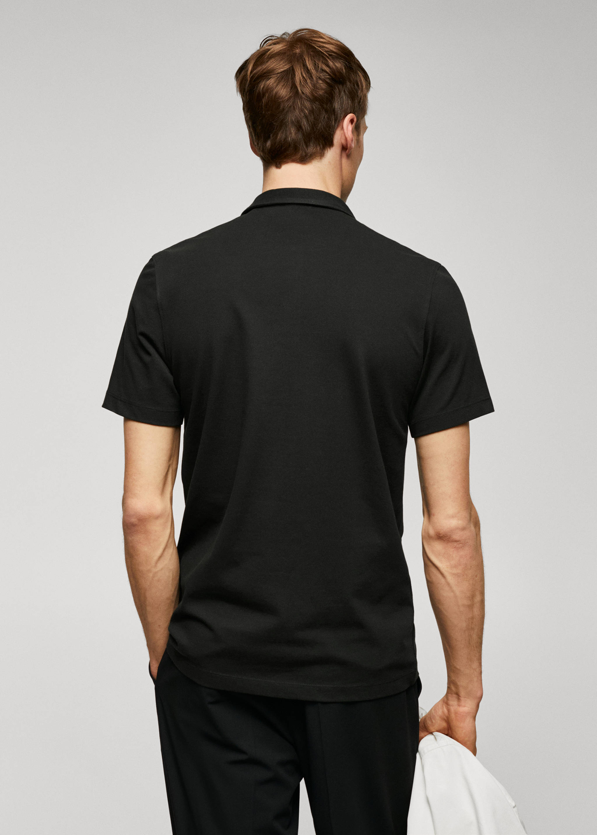 Slim-fit cotton piqué textured polo shirt - Reverse of the article