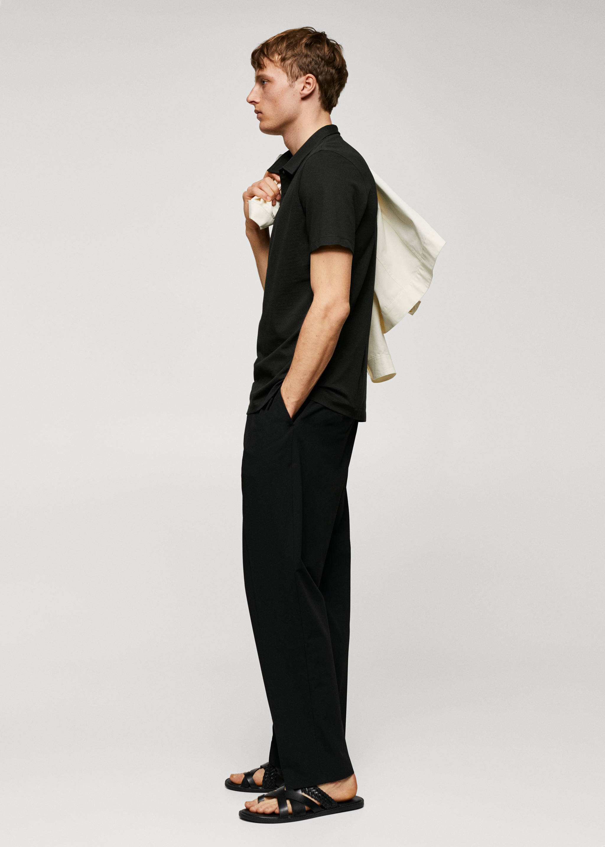 Slim-fit cotton piqué textured polo shirt - Details of the article 2