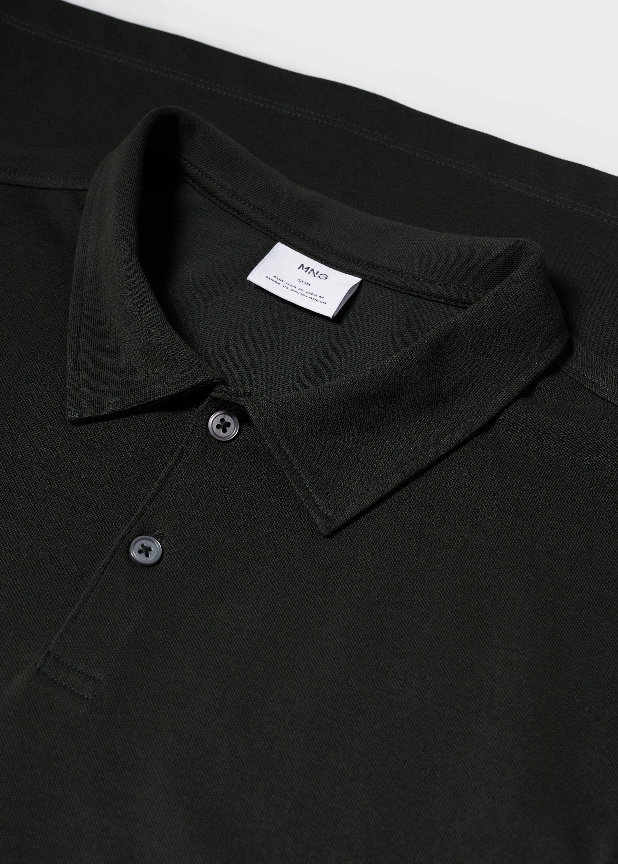 Slim-fit cotton piqué textured polo shirt - Details of the article 8