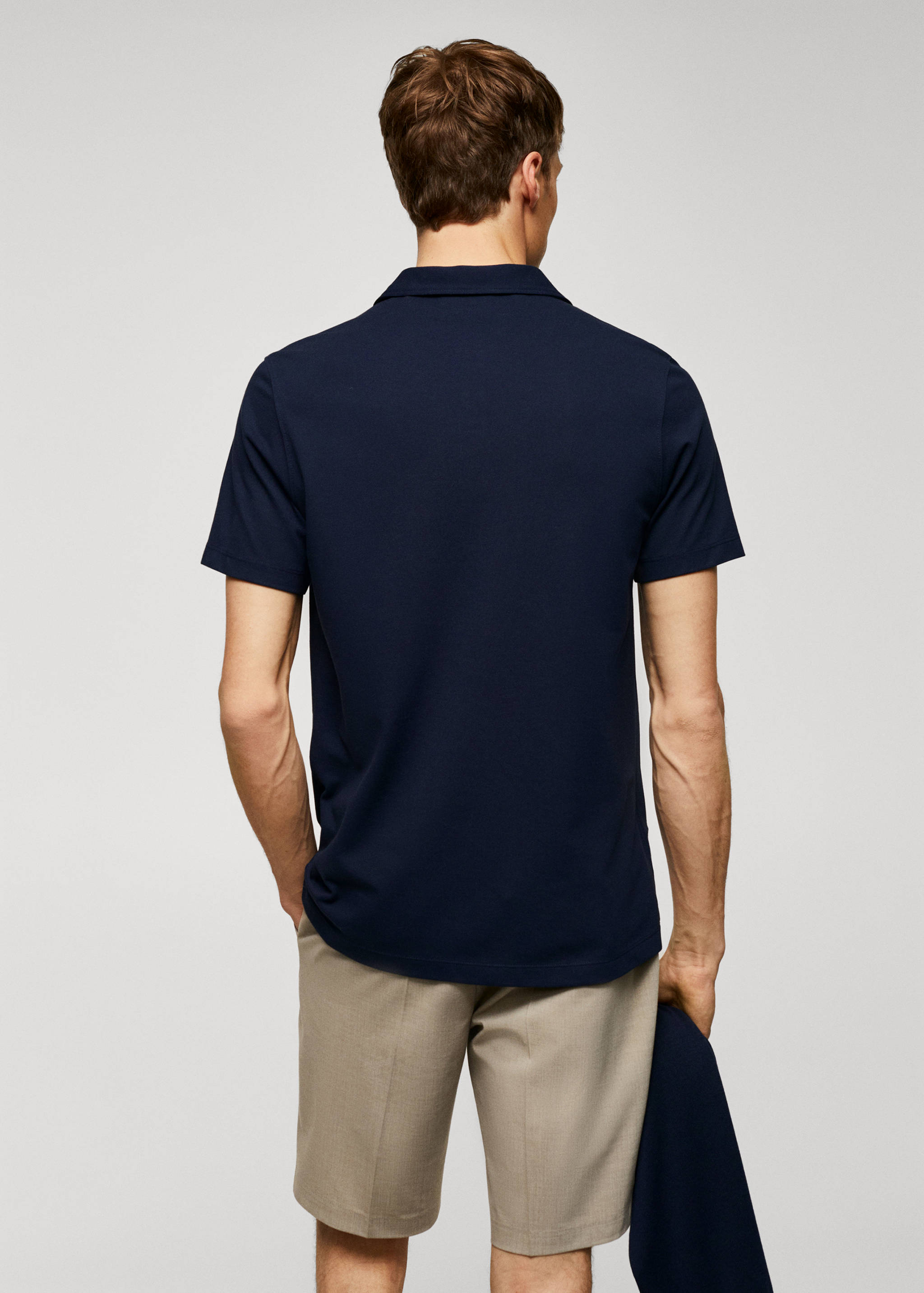 Slim-fit cotton piqué textured polo shirt - Reverse of the article