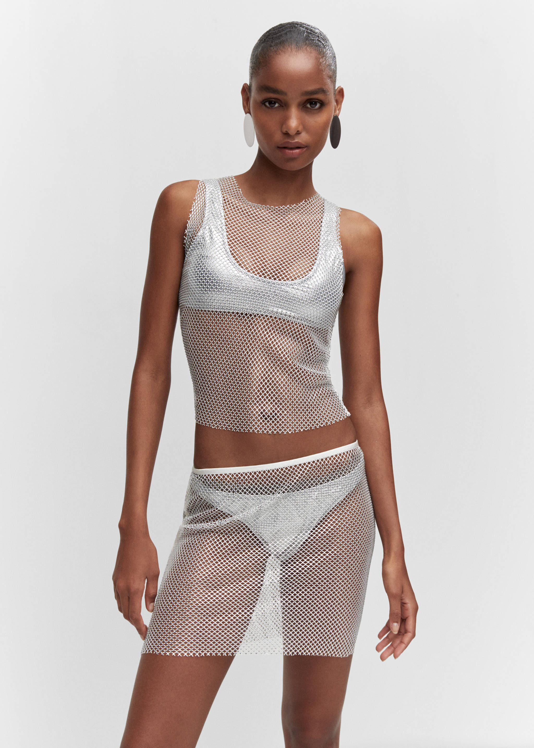 Jupe maille filet strass - Plan moyen