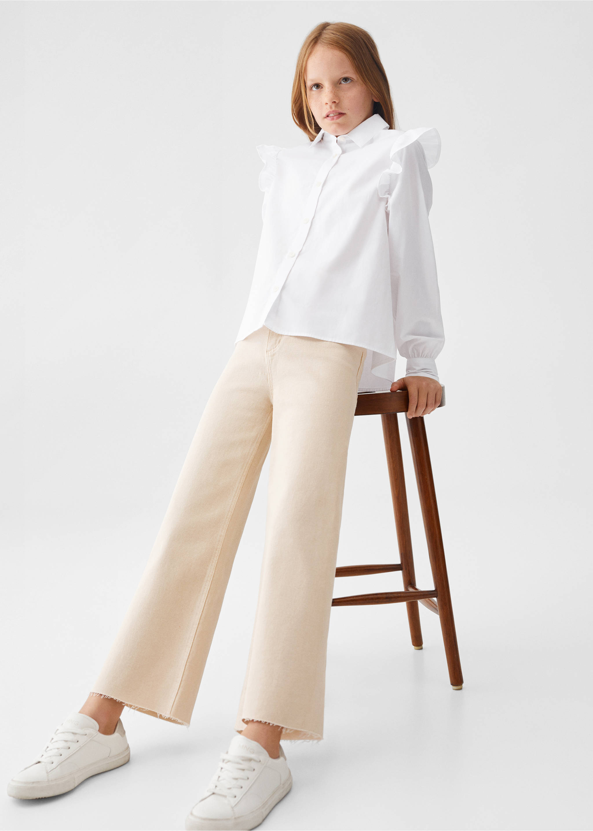 Ruffled cotton shirt - General plane, White. Ref: 57001036-00.