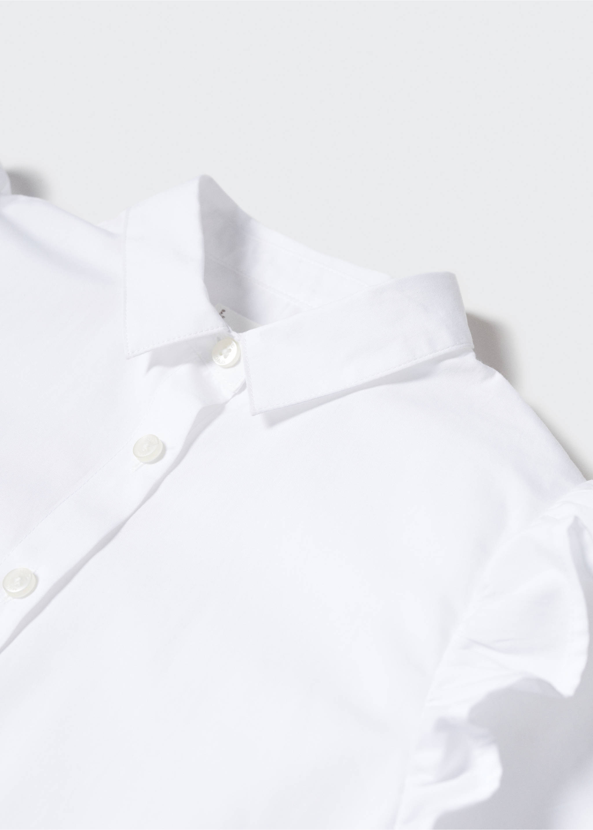 Ruffled cotton shirt - Details of the article 8, White. Ref: 57001036-00.