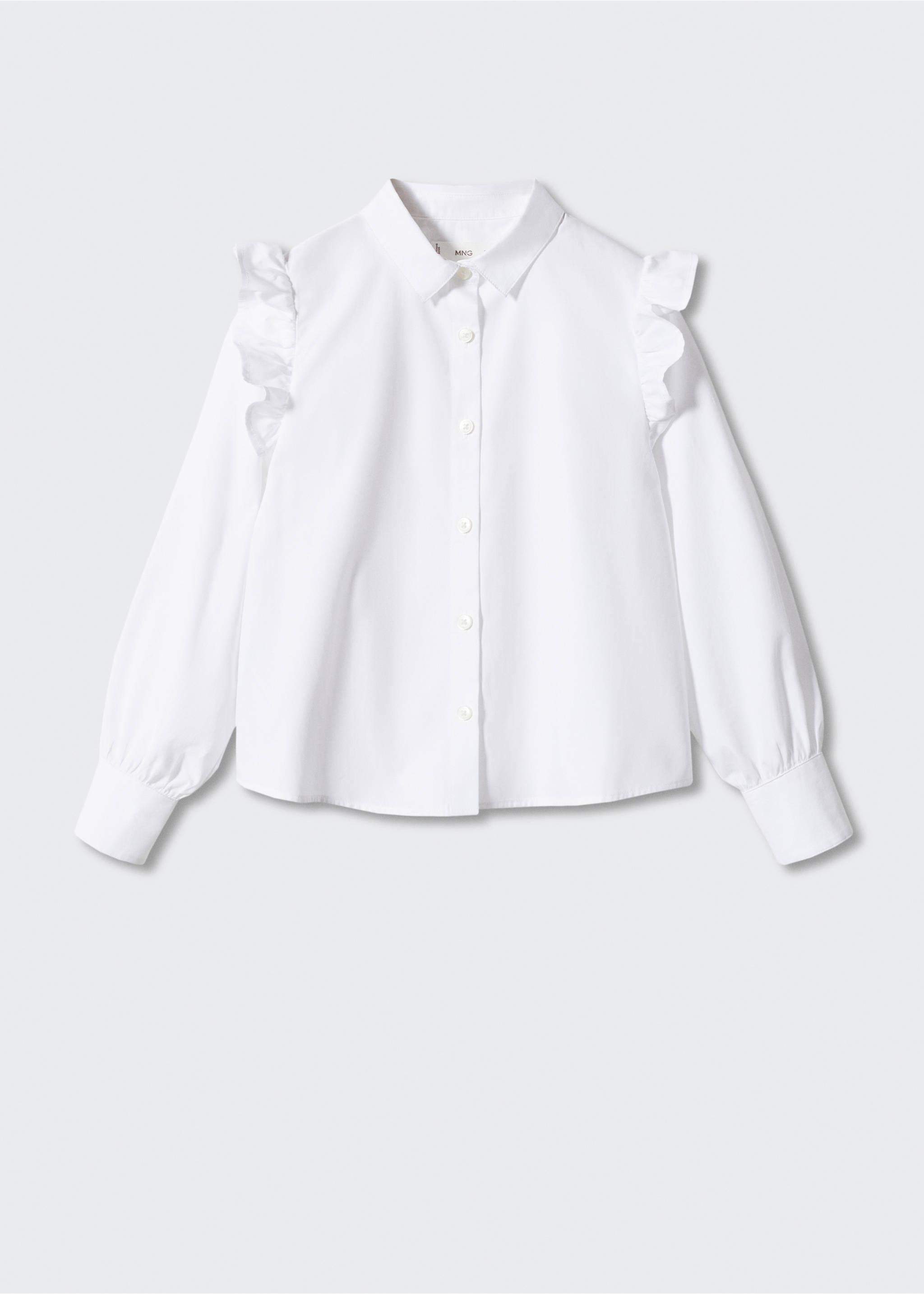 Ruffled cotton shirt - Article without model, White. Ref: 57001036-00.