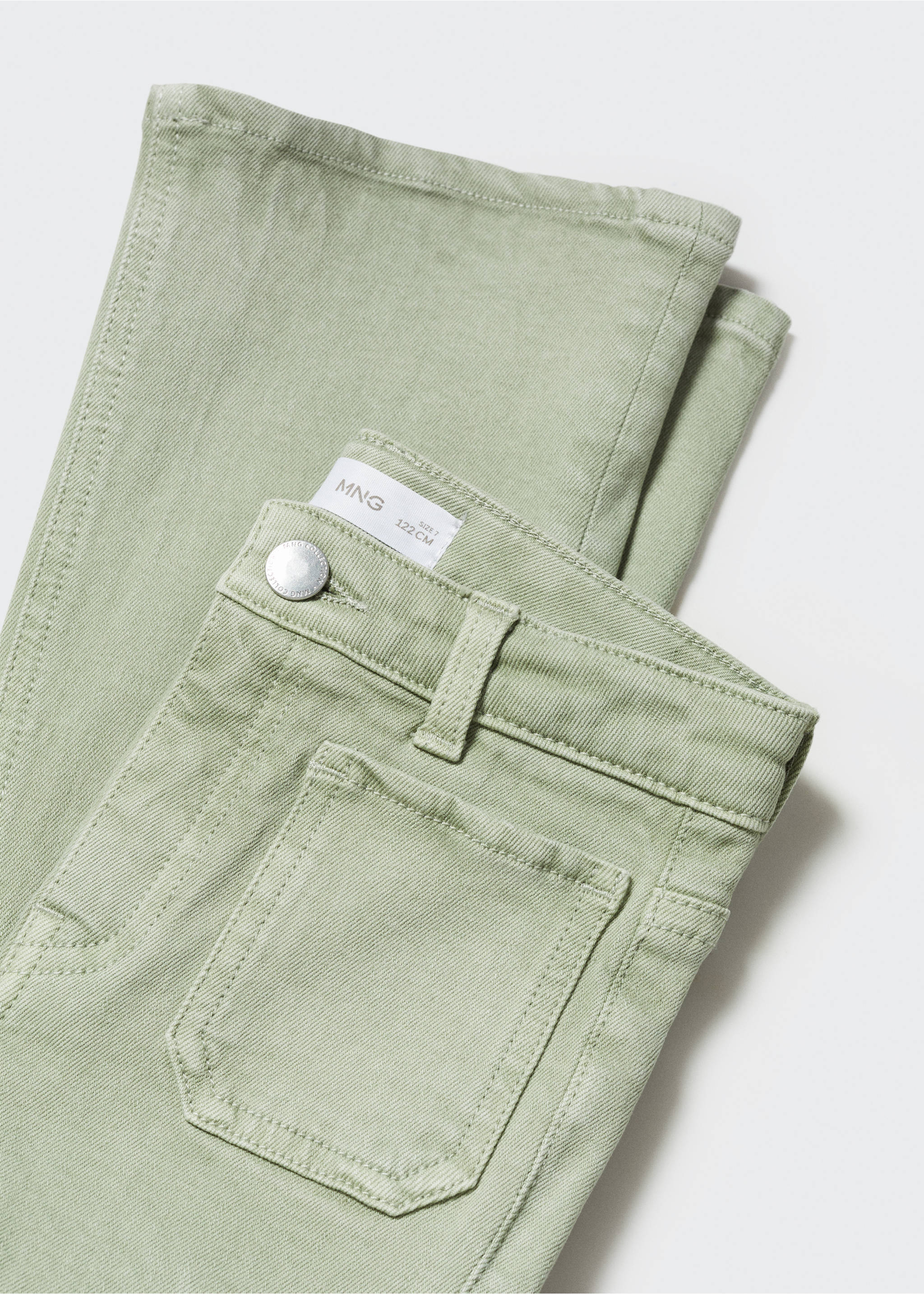 Flared finished jeans - Details of the article 8, Khaki. Ref: 57001040-00.