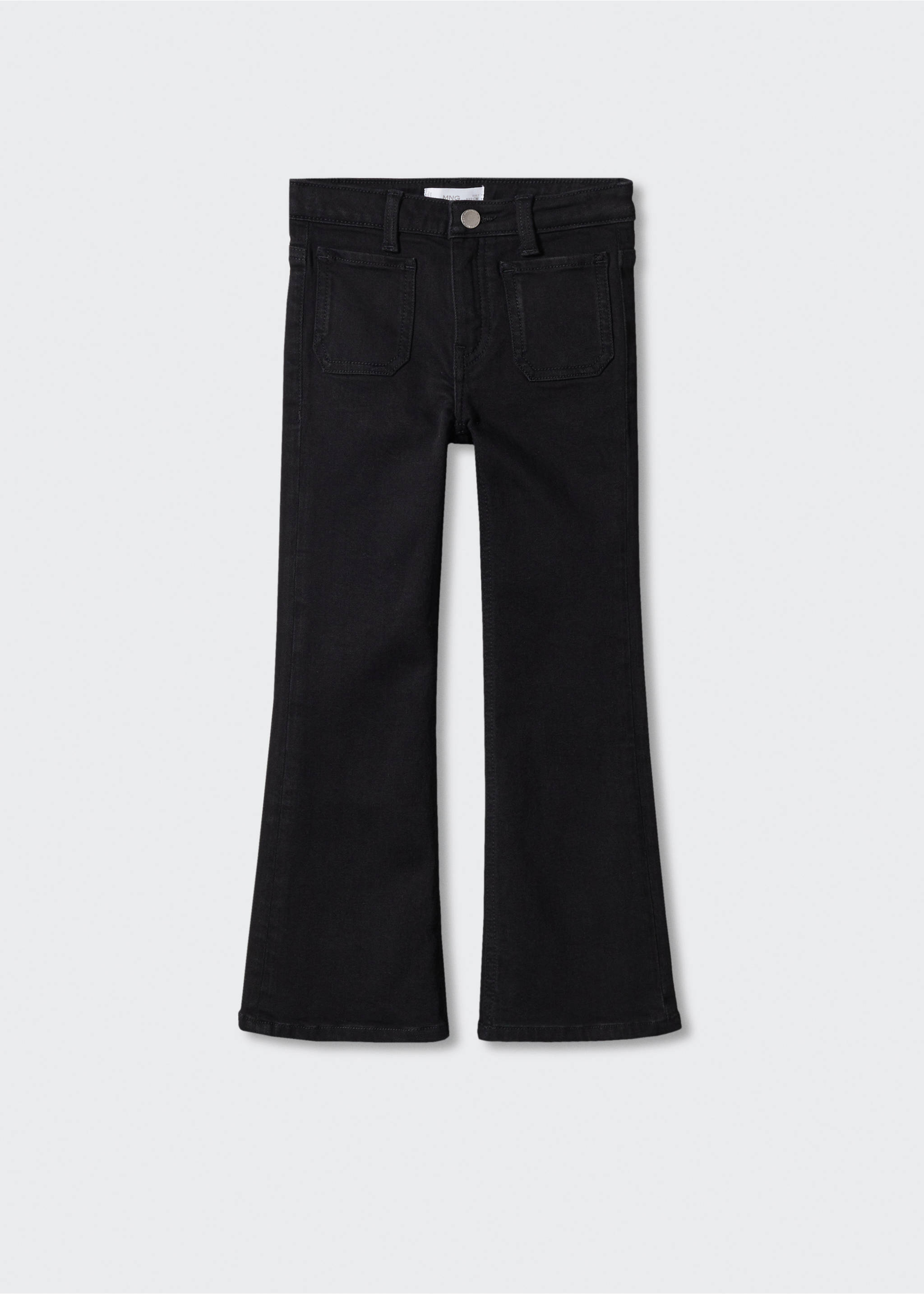 Flared finished jeans - Article without model, Black denim. Ref: 57001040-00.