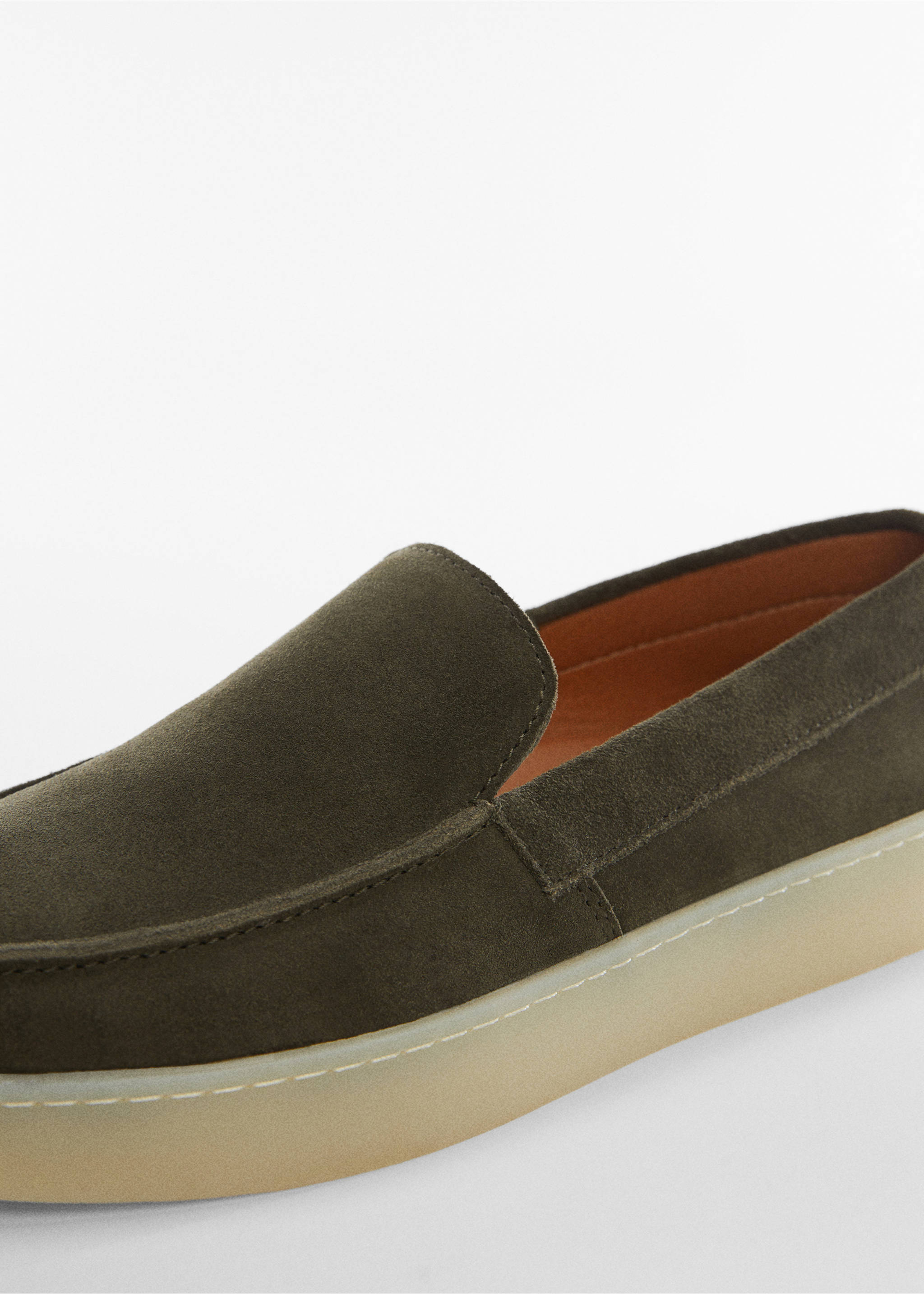 Split leather shoes - Details of the article 1, Khaki. Ref: 57001047-00.